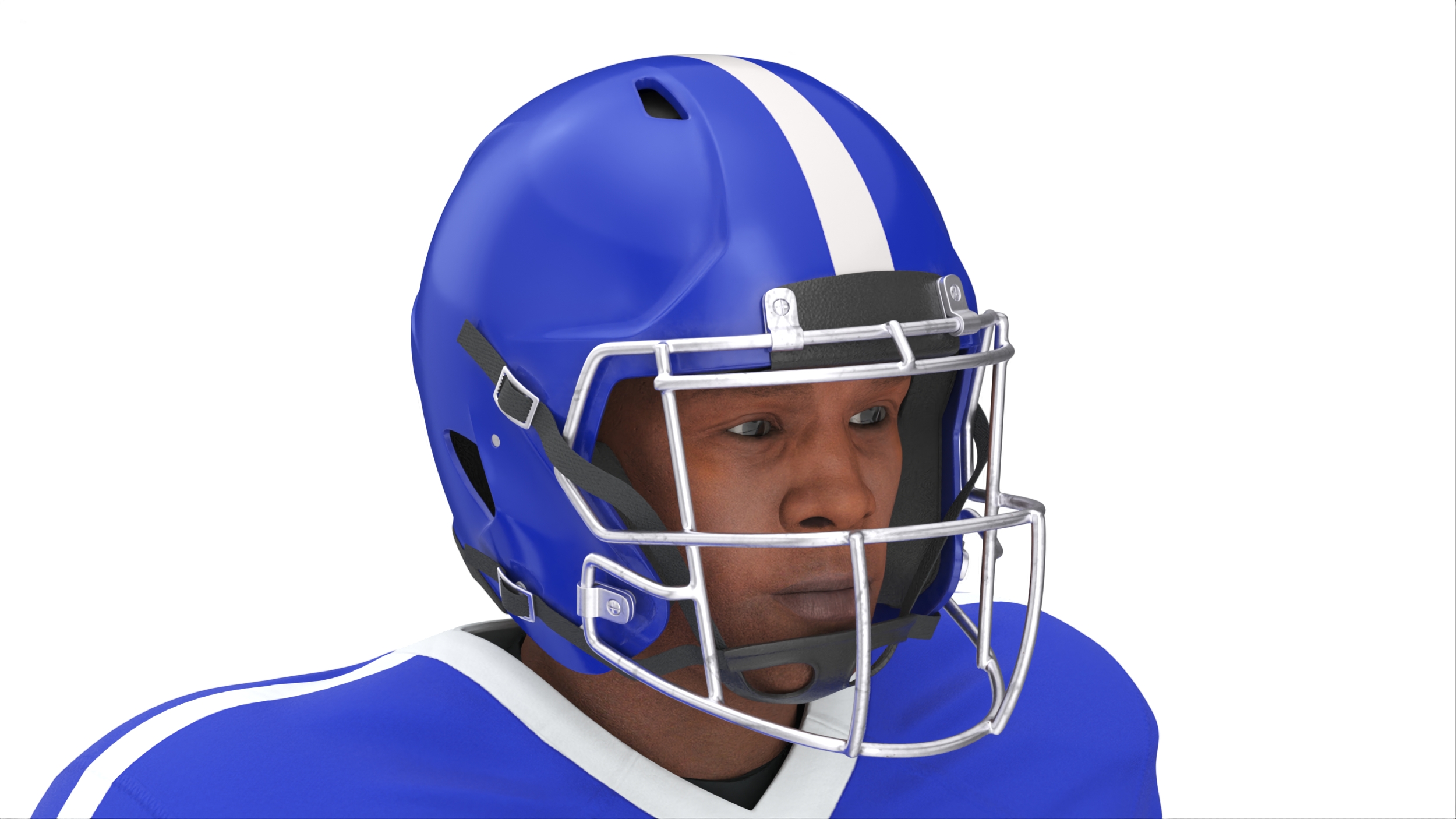 Blue Uniform Black Man Football Player Rigged for Maya 3D model