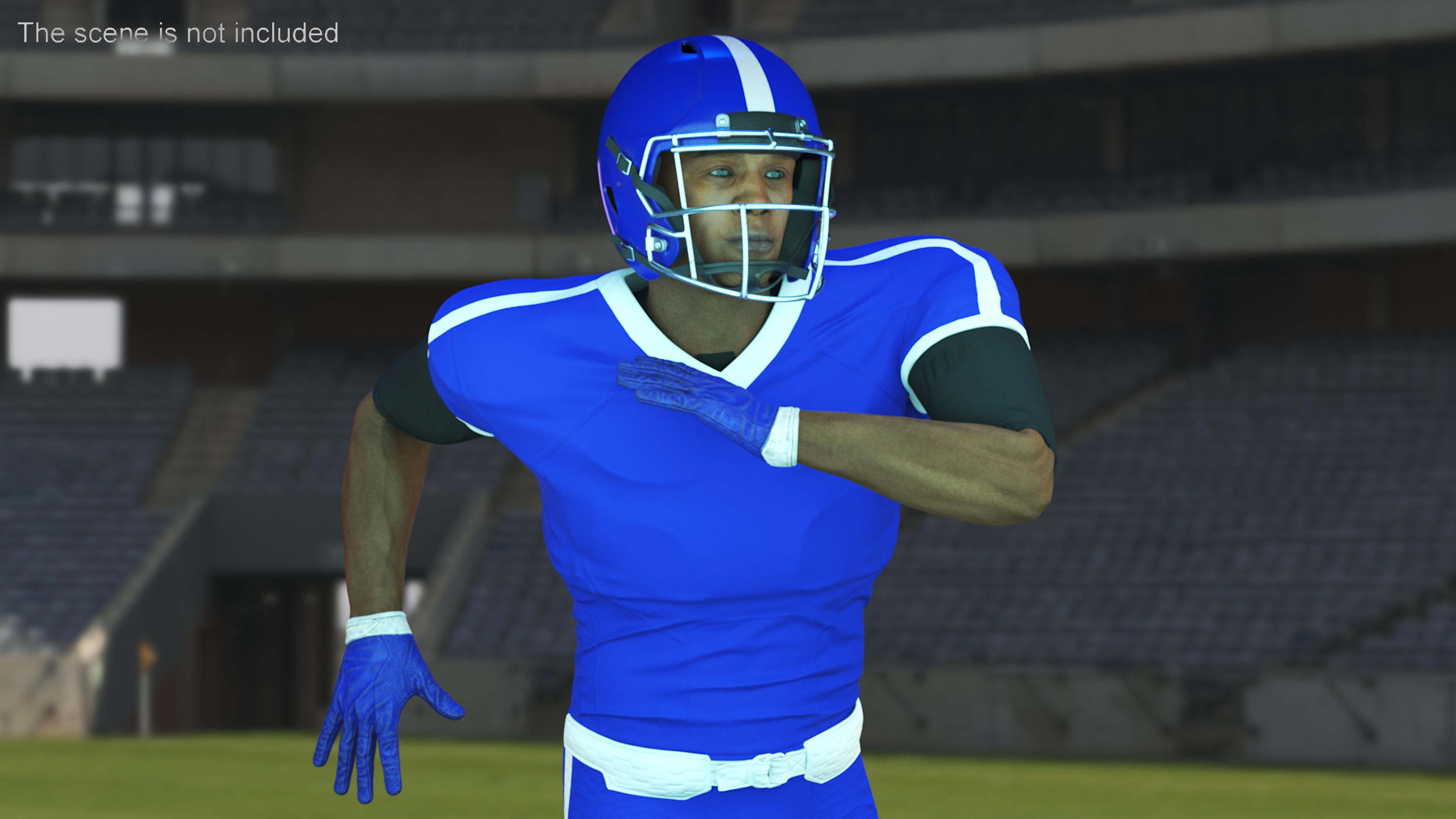 Blue Uniform Black Man Football Player Rigged for Maya 3D model