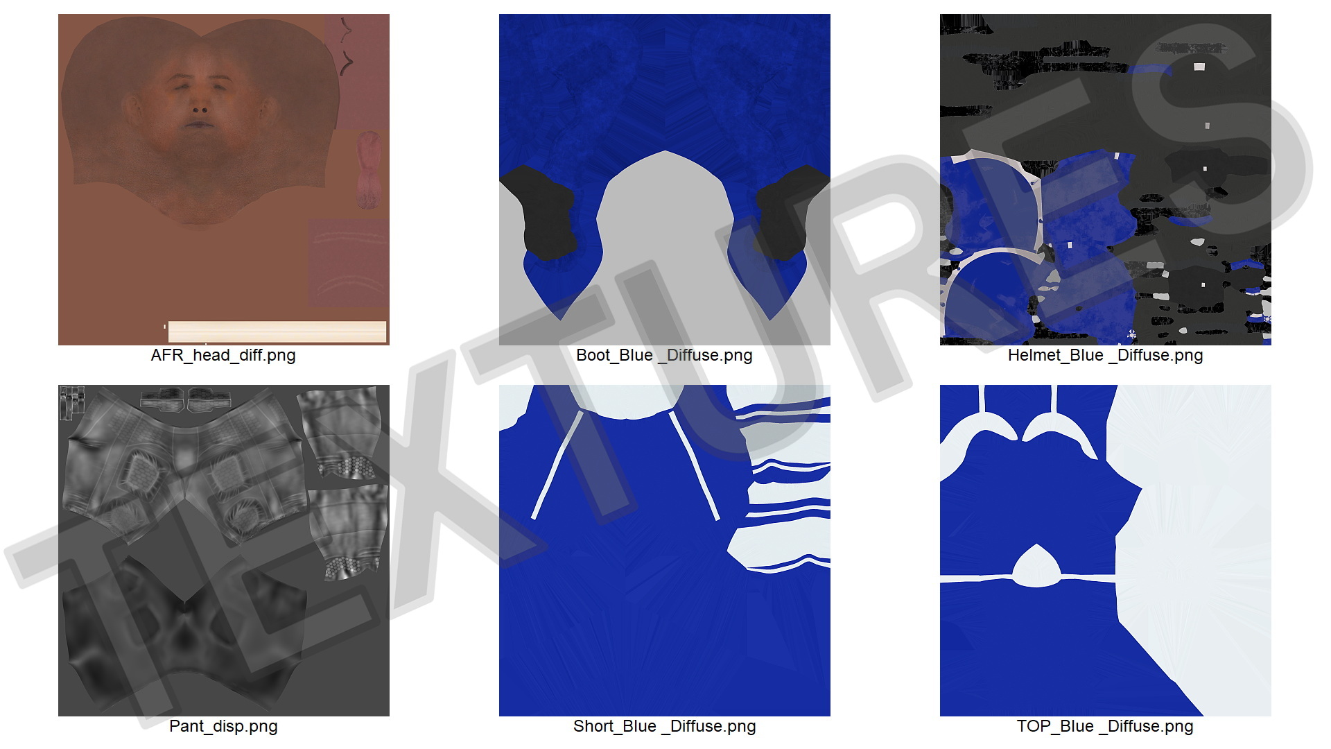 Blue Uniform Black Man Football Player Rigged for Maya 3D model