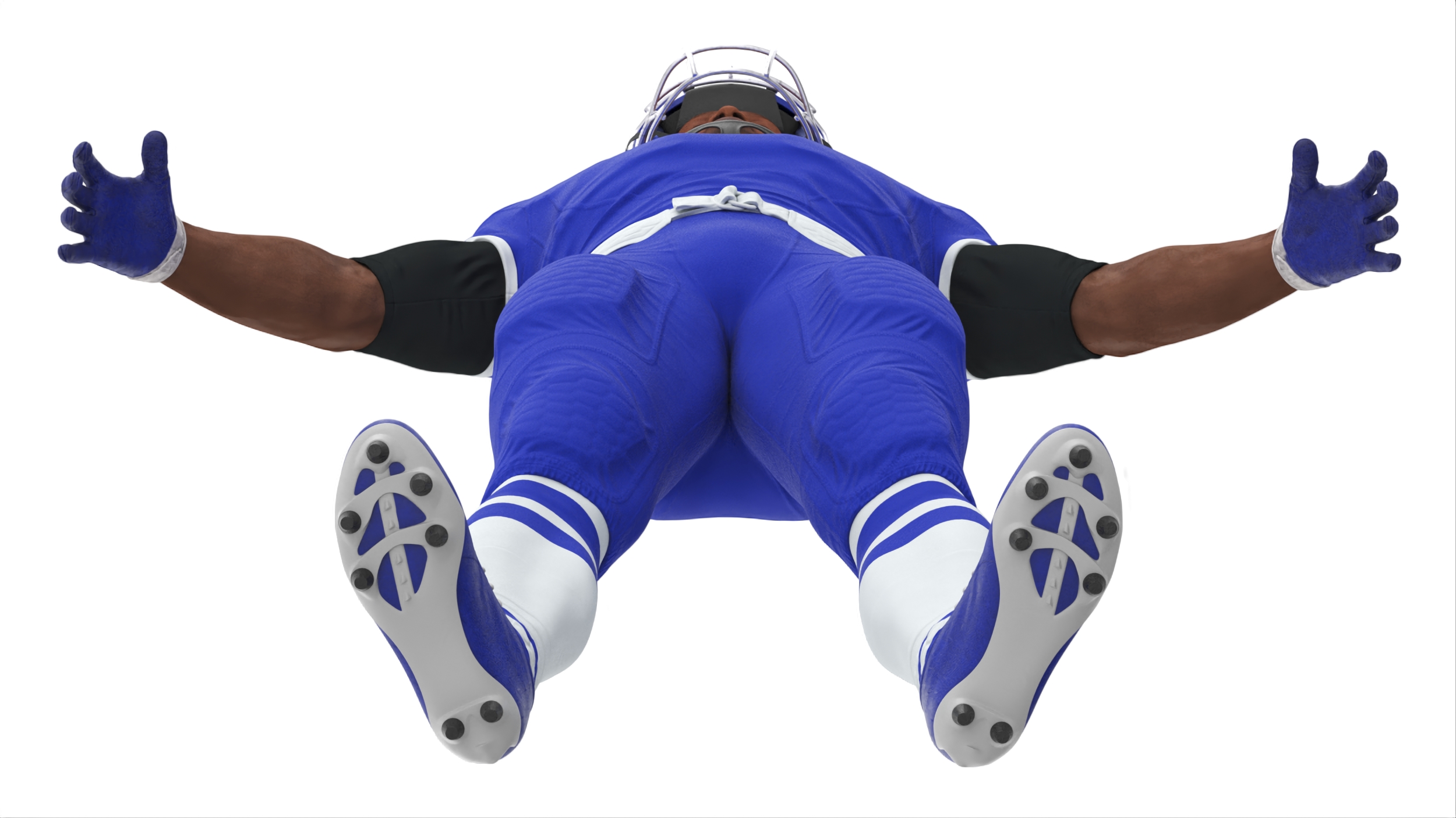 Blue Uniform Black Man Football Player Rigged for Maya 3D model