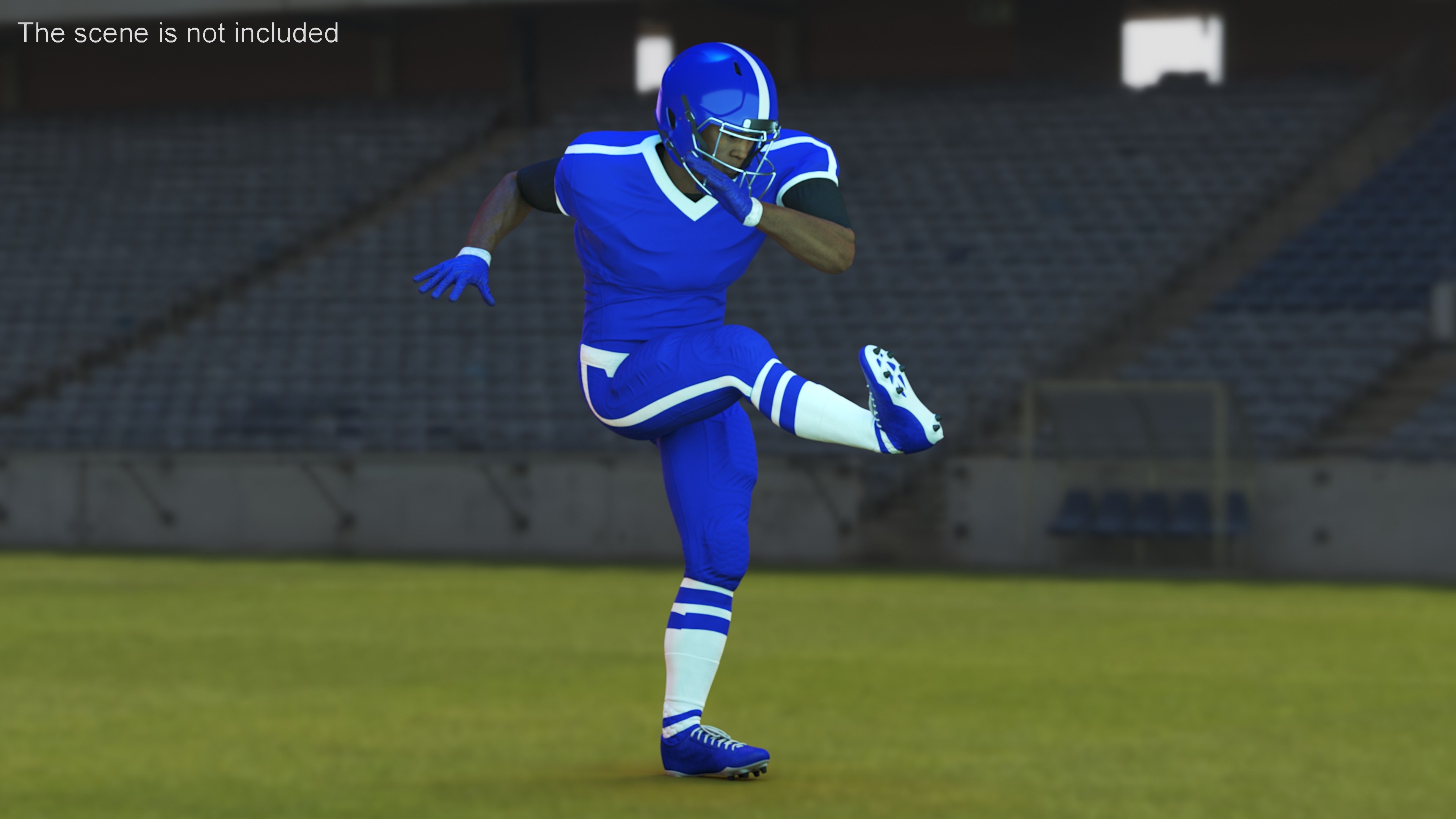 Blue Uniform Black Man Football Player Rigged for Maya 3D model