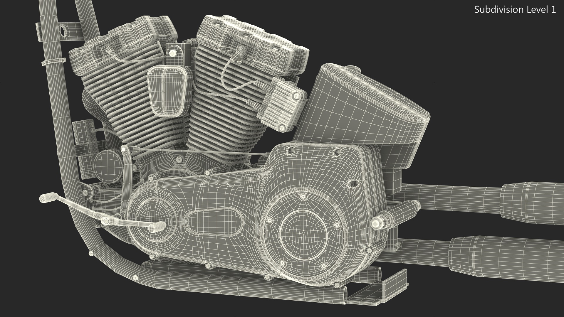 3D Twin Cylinder Motorcycle Engine