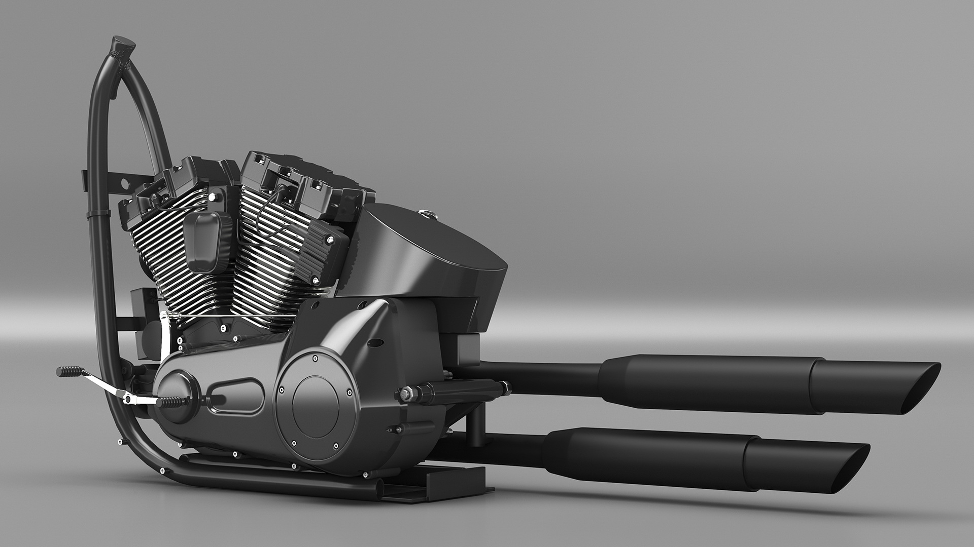3D Twin Cylinder Motorcycle Engine