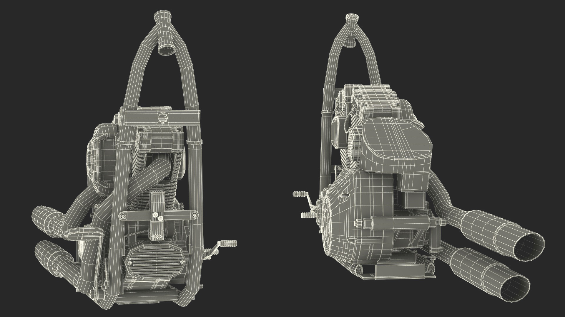 3D Twin Cylinder Motorcycle Engine