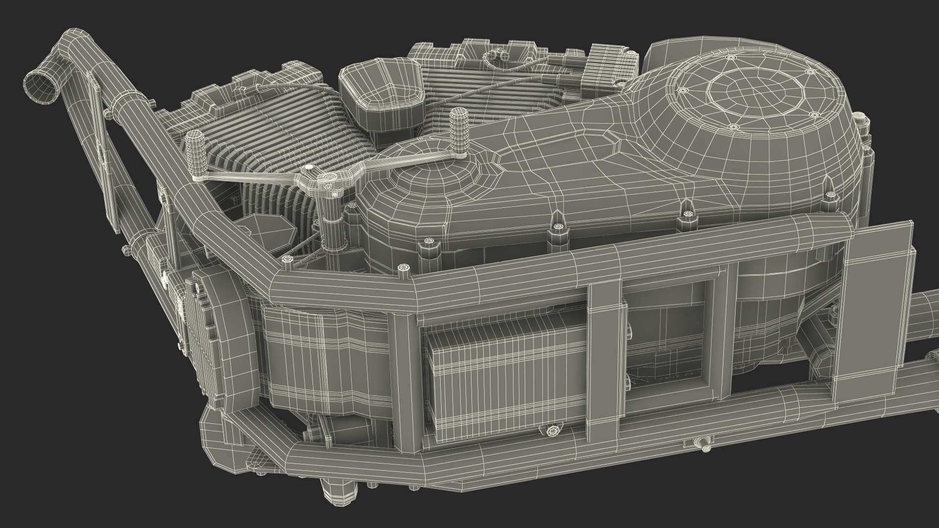 3D Twin Cylinder Motorcycle Engine