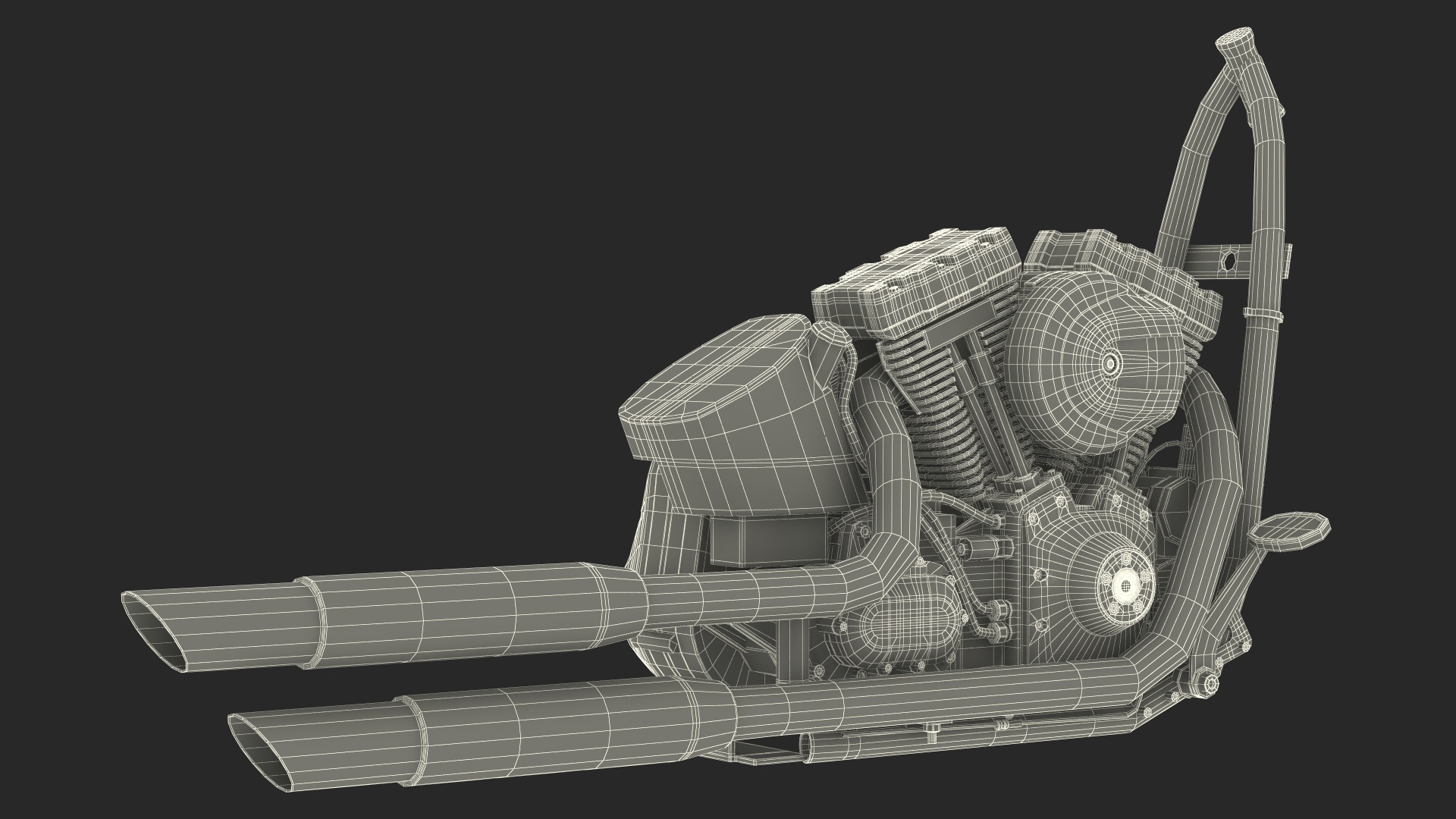 3D Twin Cylinder Motorcycle Engine