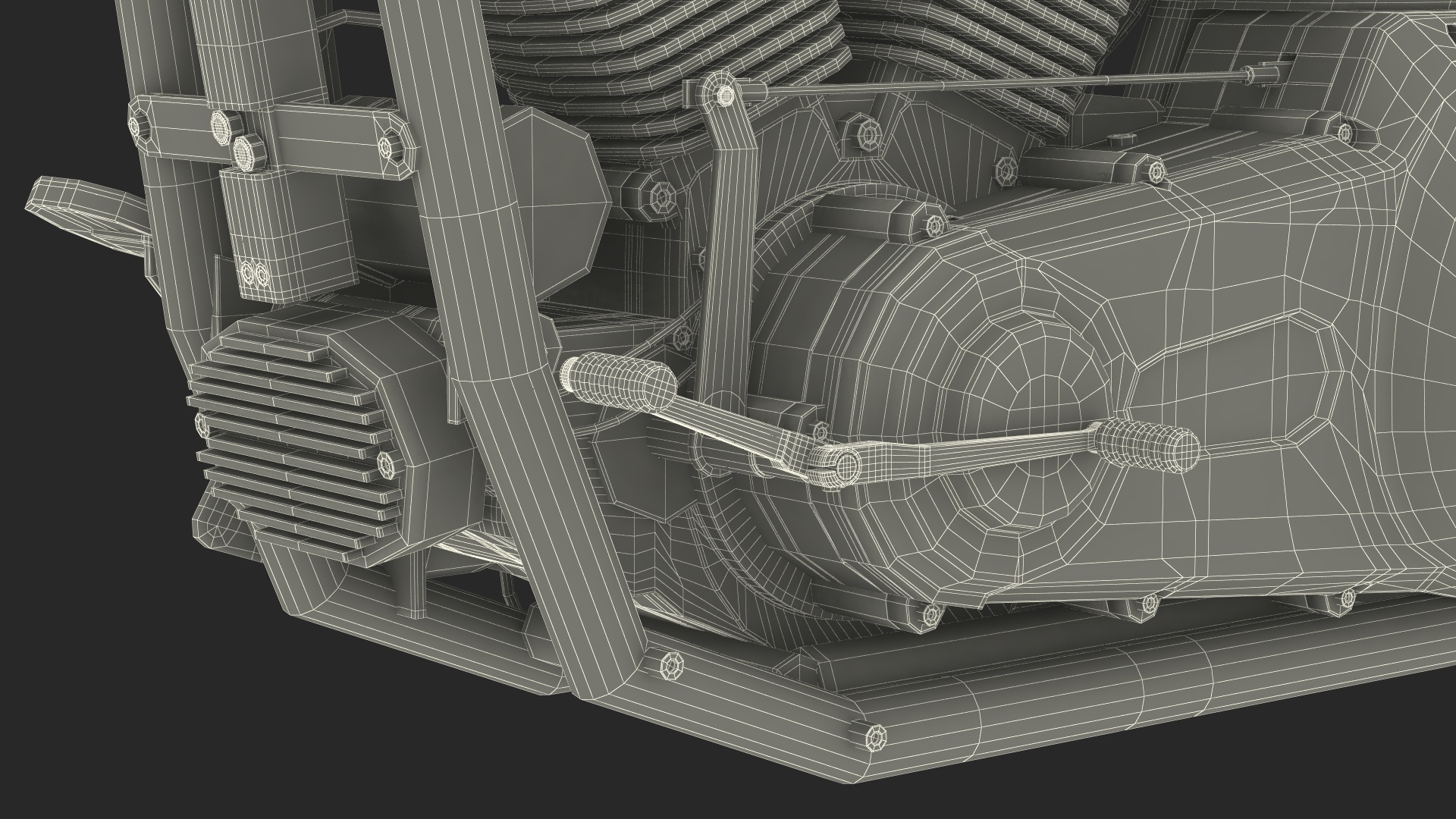 3D Twin Cylinder Motorcycle Engine