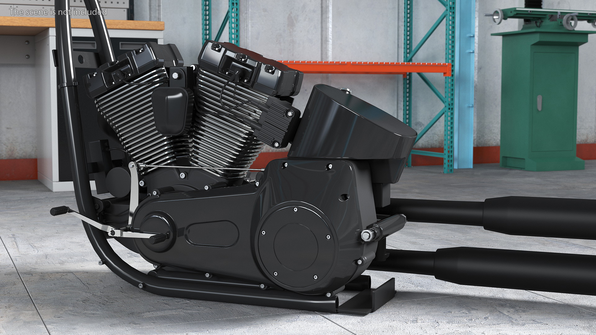 3D Twin Cylinder Motorcycle Engine