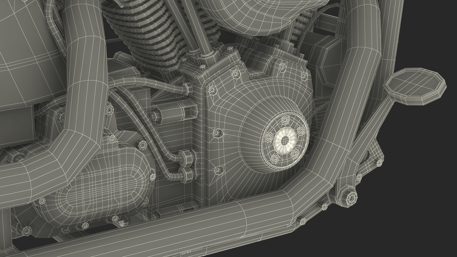 3D Twin Cylinder Motorcycle Engine