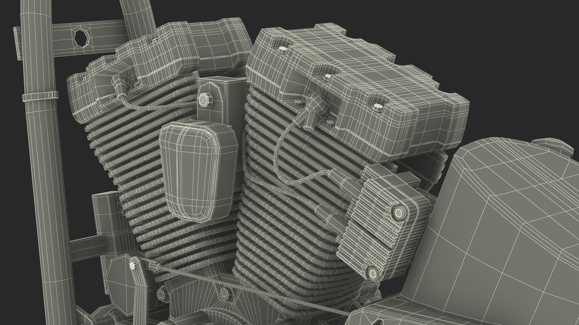 3D Twin Cylinder Motorcycle Engine