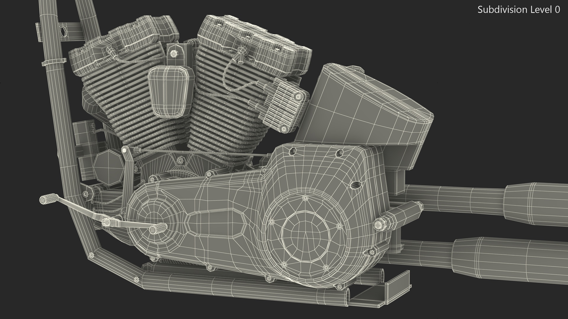 3D Twin Cylinder Motorcycle Engine