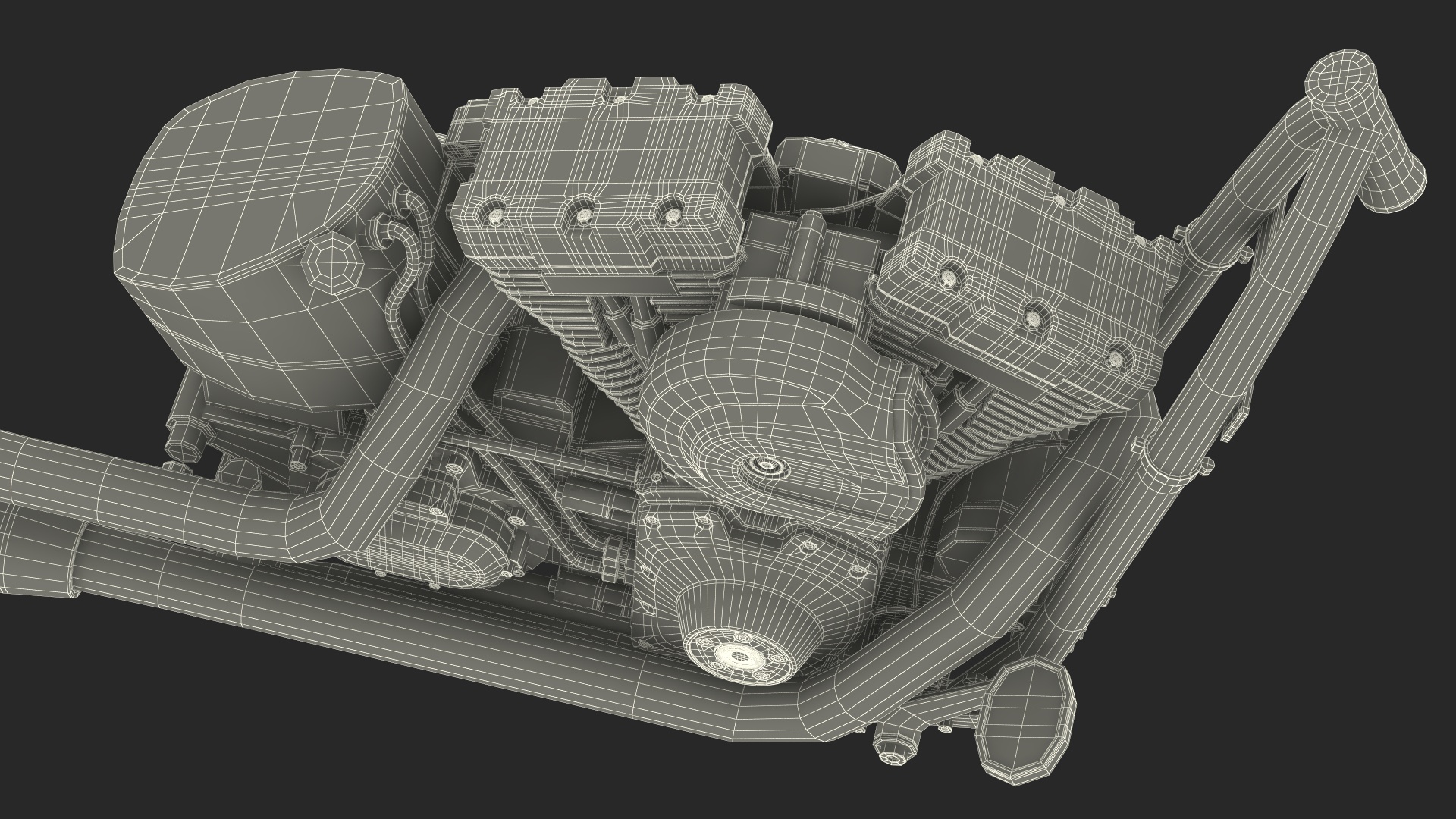 3D Twin Cylinder Motorcycle Engine