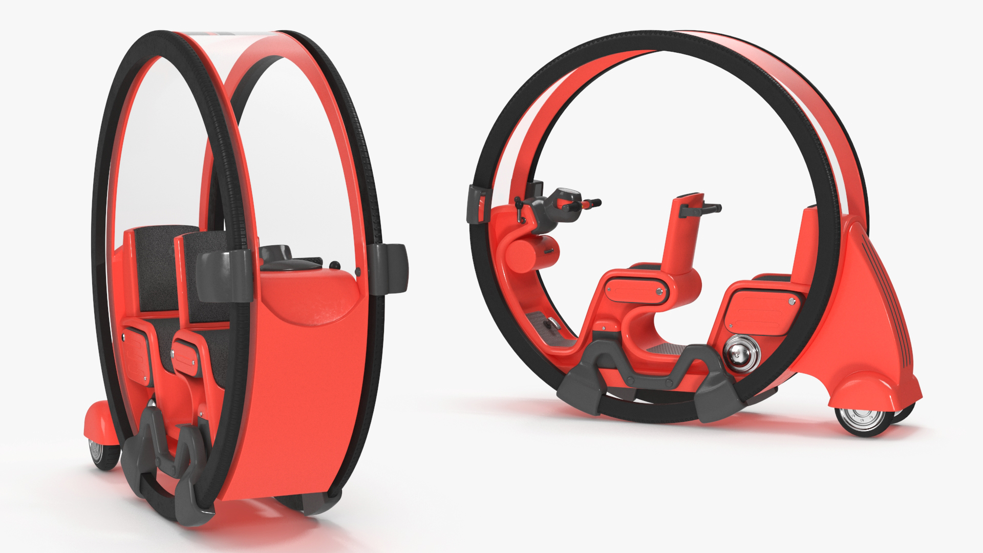 3D Futuristic Personal Vehicle Tube Red Rigged model