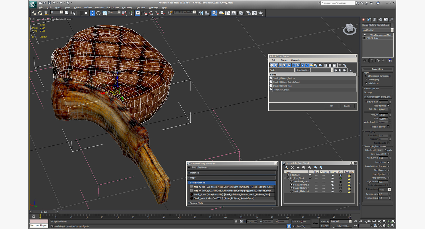 Grilled Tomahawk Steak 3D