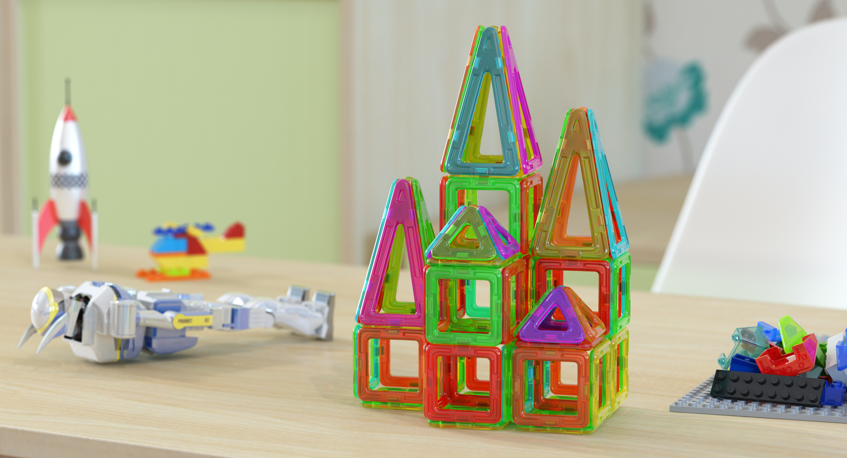 Magnetic Designer Toy House 3D Model, view 3