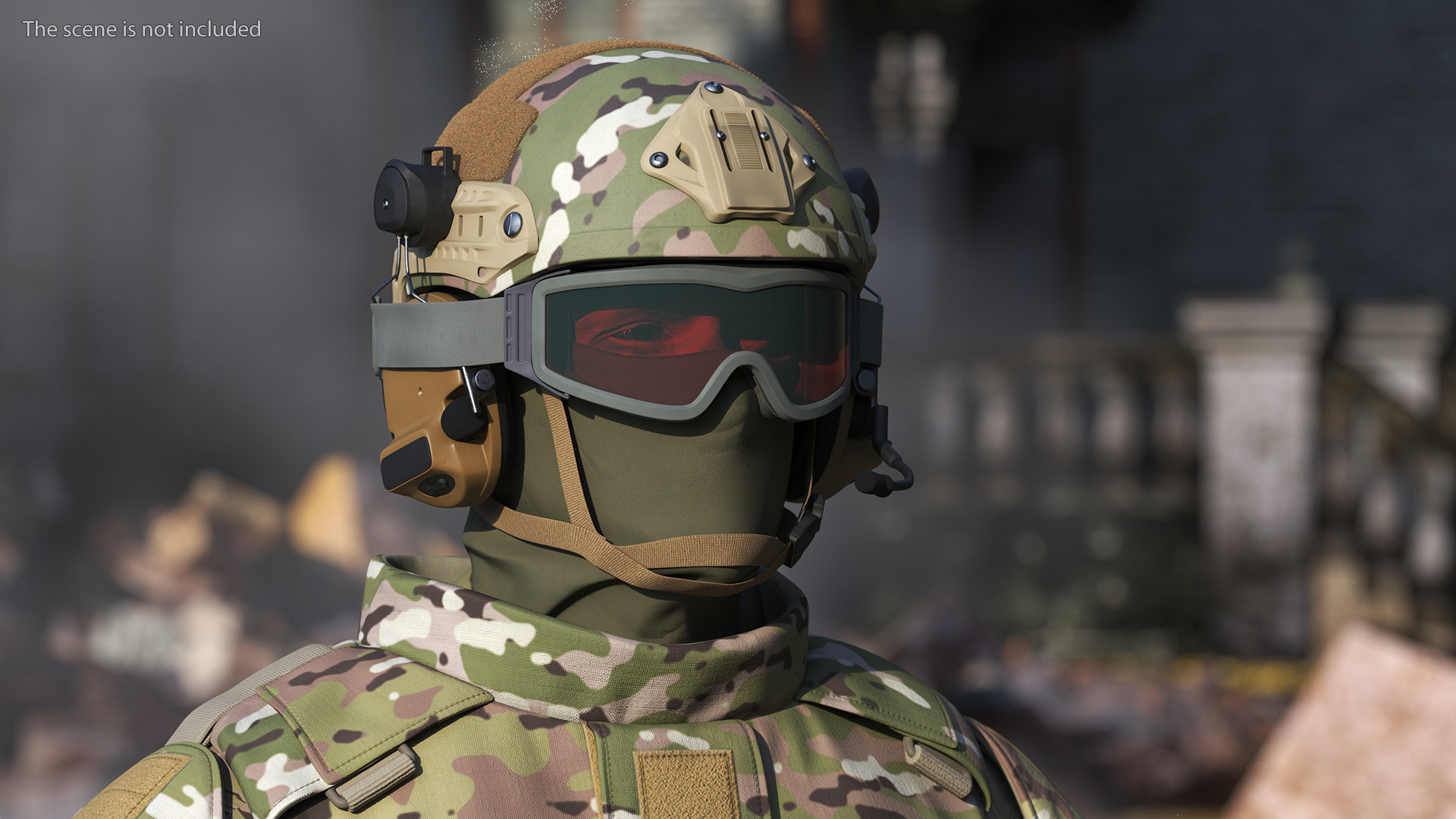 Army Soldier in Green Camo Fur Rigged 3D