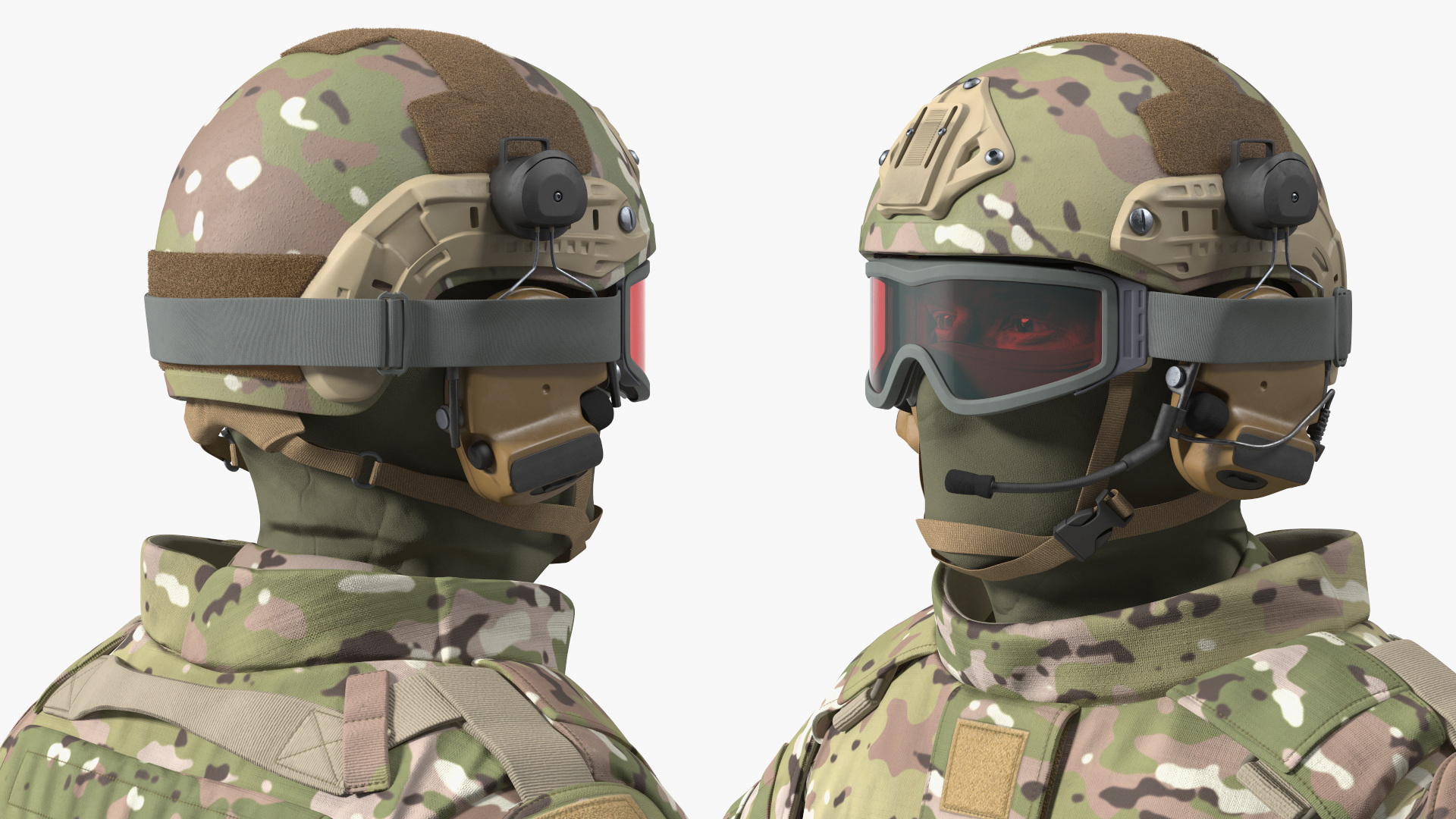 Army Soldier in Green Camo Fur Rigged 3D