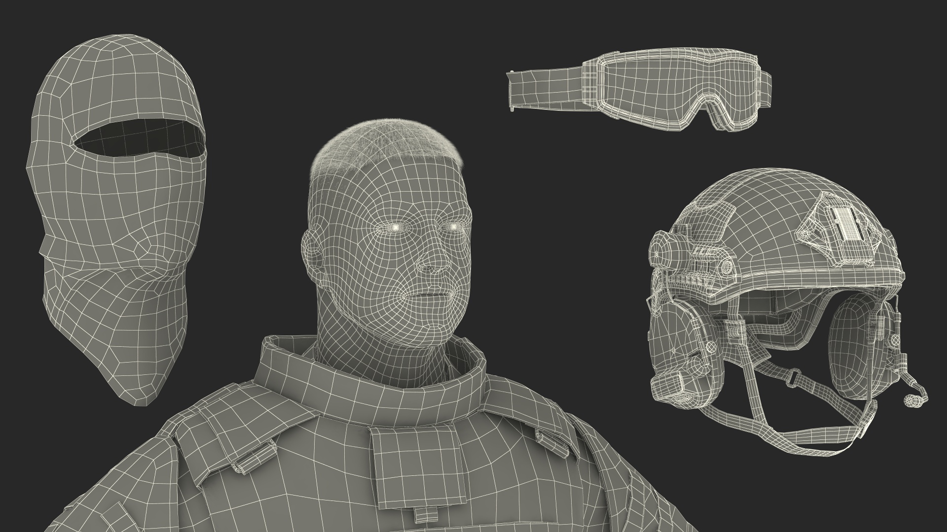 Army Soldier in Green Camo Fur Rigged 3D
