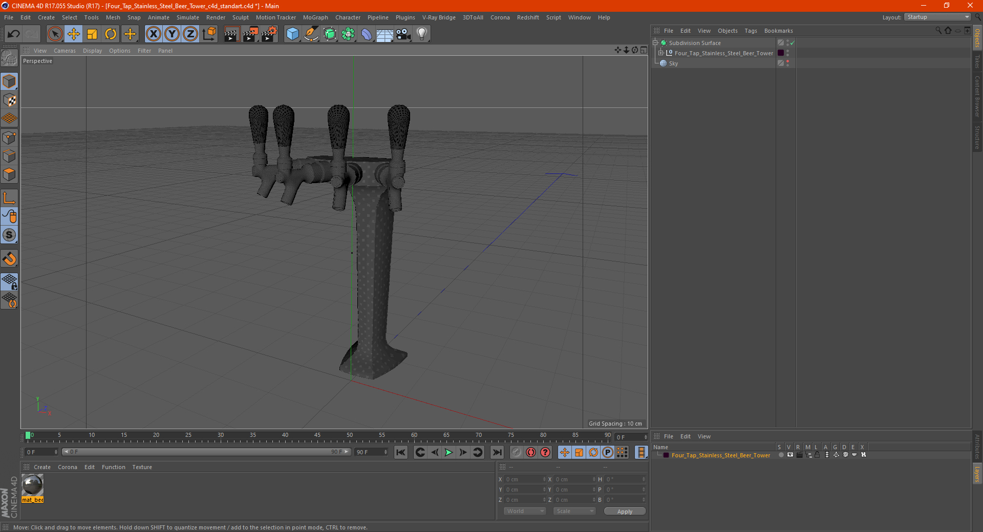 3D model Four Tap Stainless Steel Beer Tower