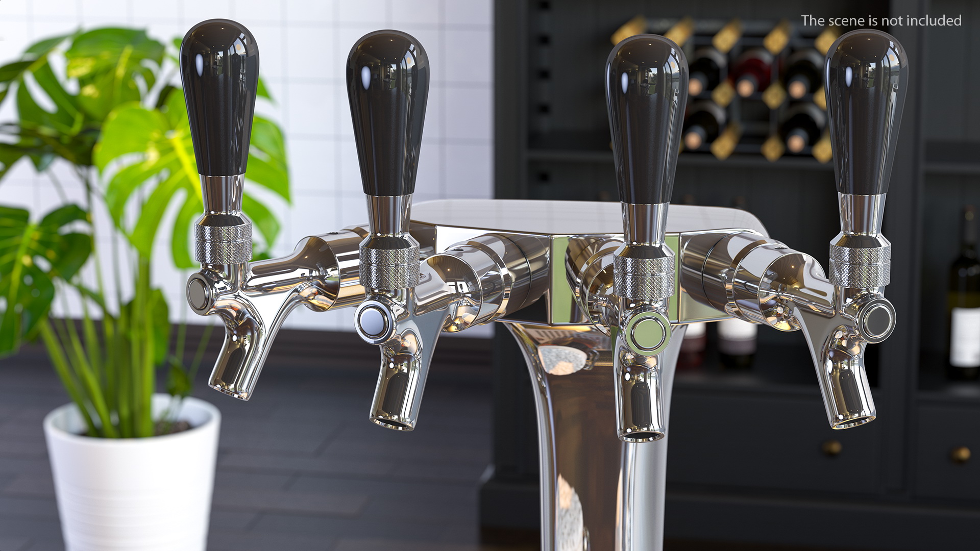 3D model Four Tap Stainless Steel Beer Tower