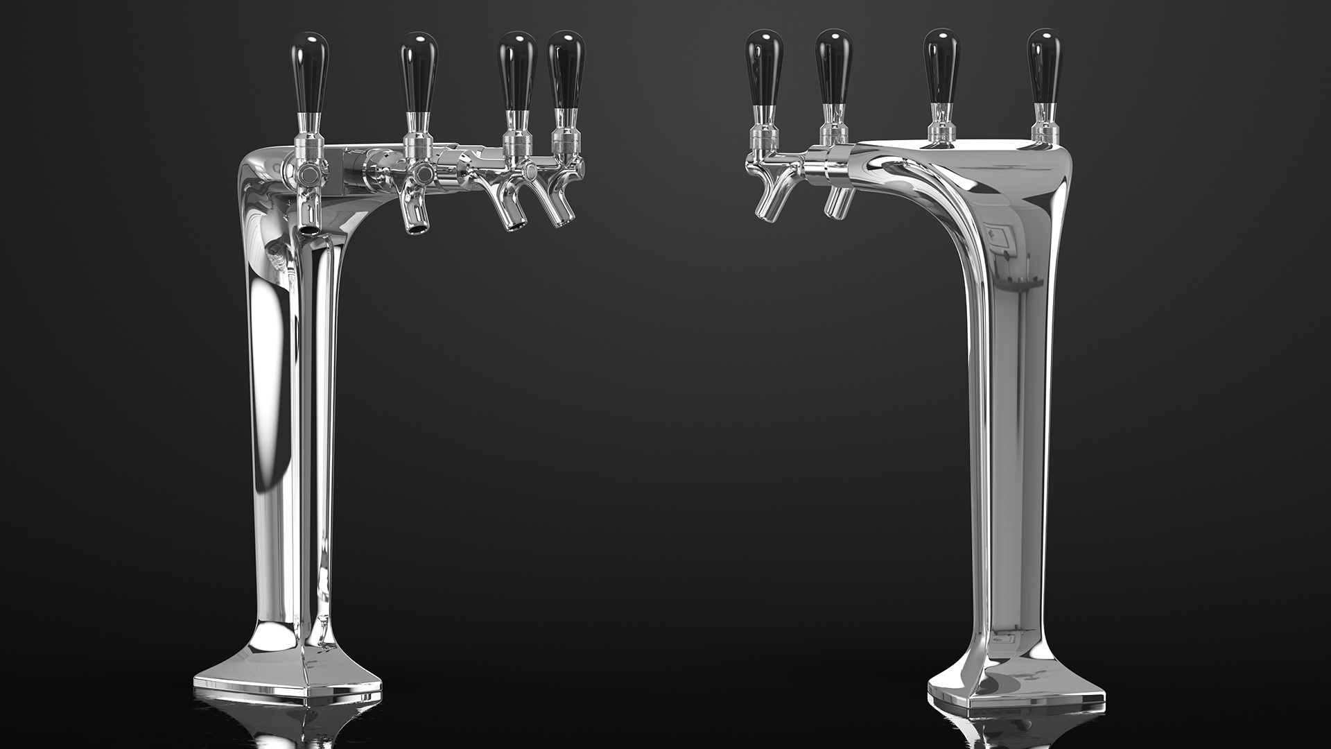 3D model Four Tap Stainless Steel Beer Tower