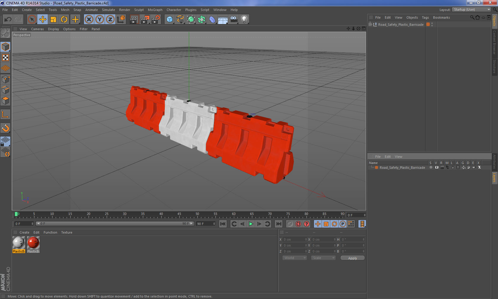 Road Safety Plastic Barricade 3D model