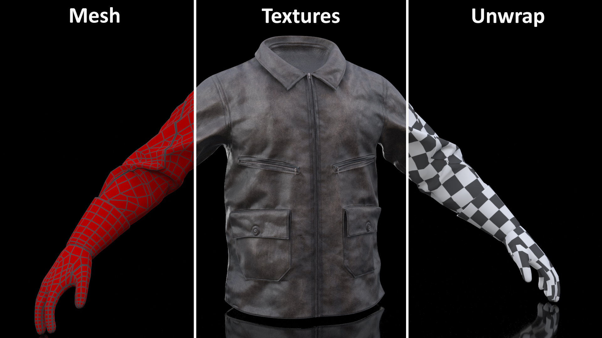 Pilot leather Jacket with Gloves 3D