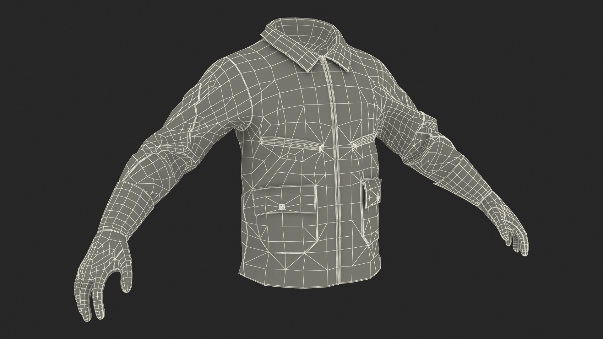 Pilot leather Jacket with Gloves 3D