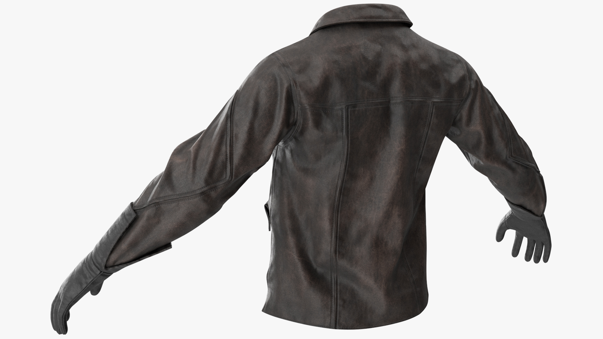 Pilot leather Jacket with Gloves 3D