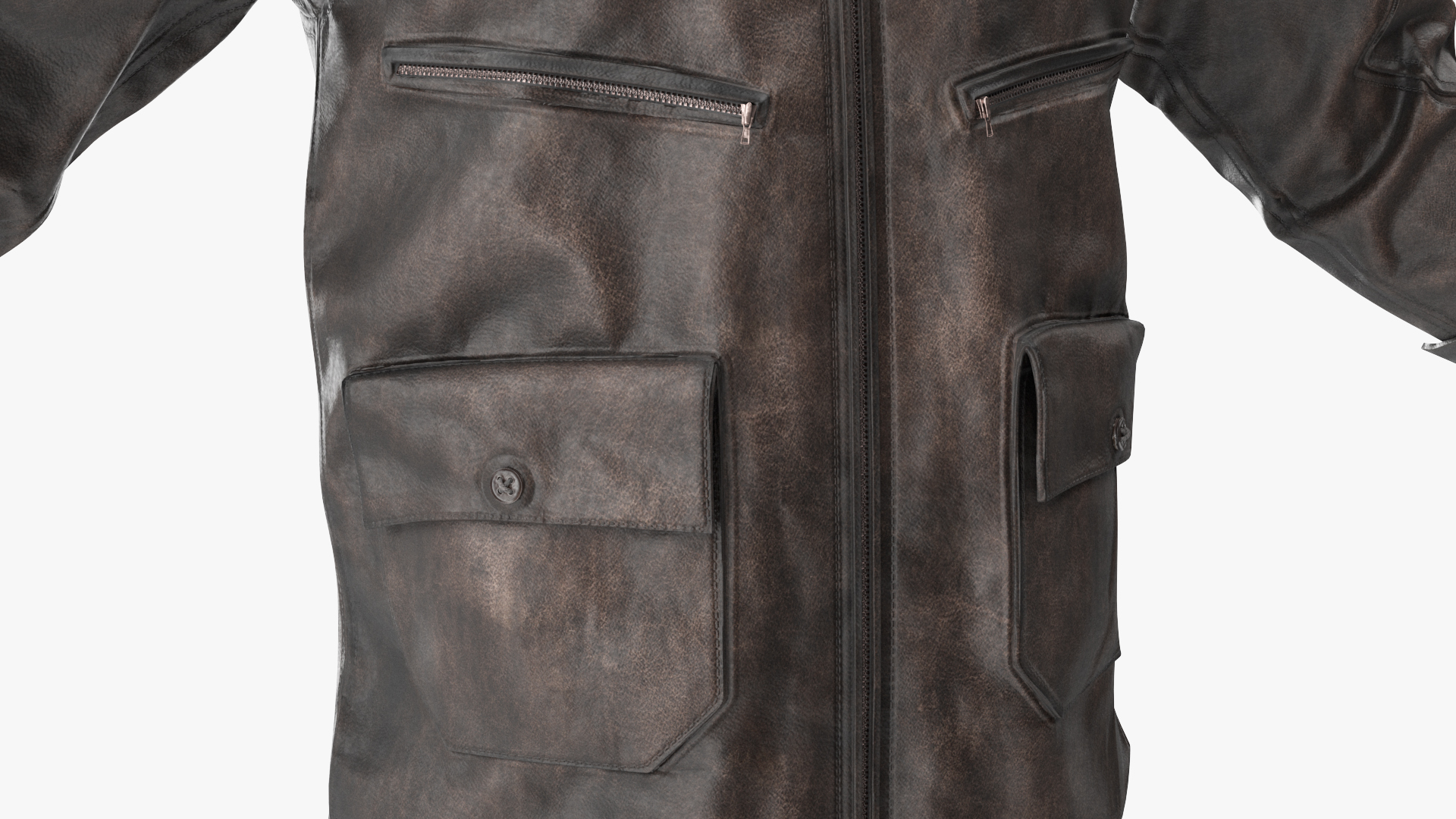 Pilot leather Jacket with Gloves 3D