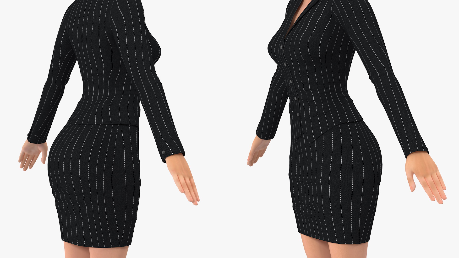 3D model Cartoon Young Girl Office Clothes T-Pose