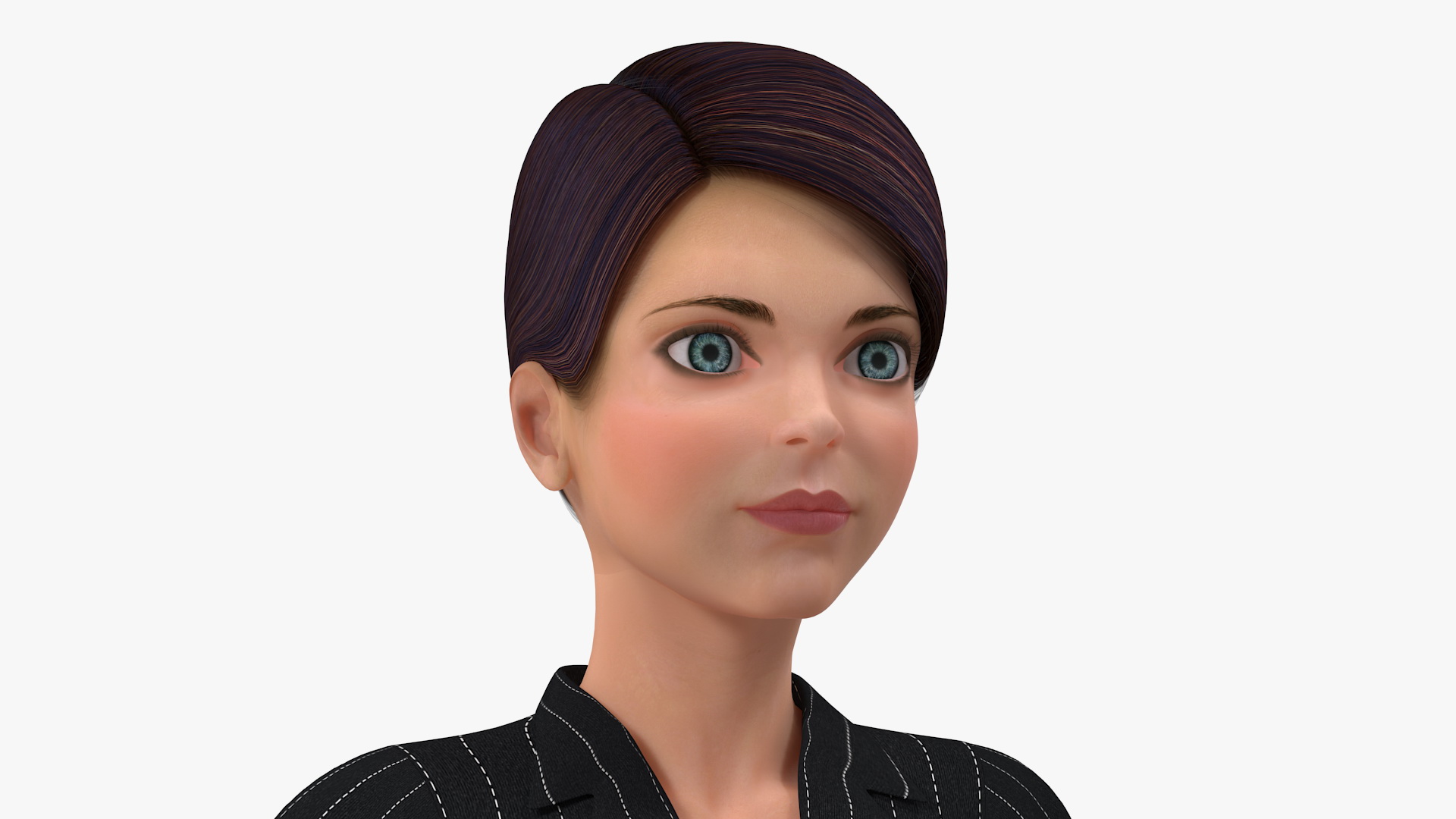 3D model Cartoon Young Girl Office Clothes T-Pose