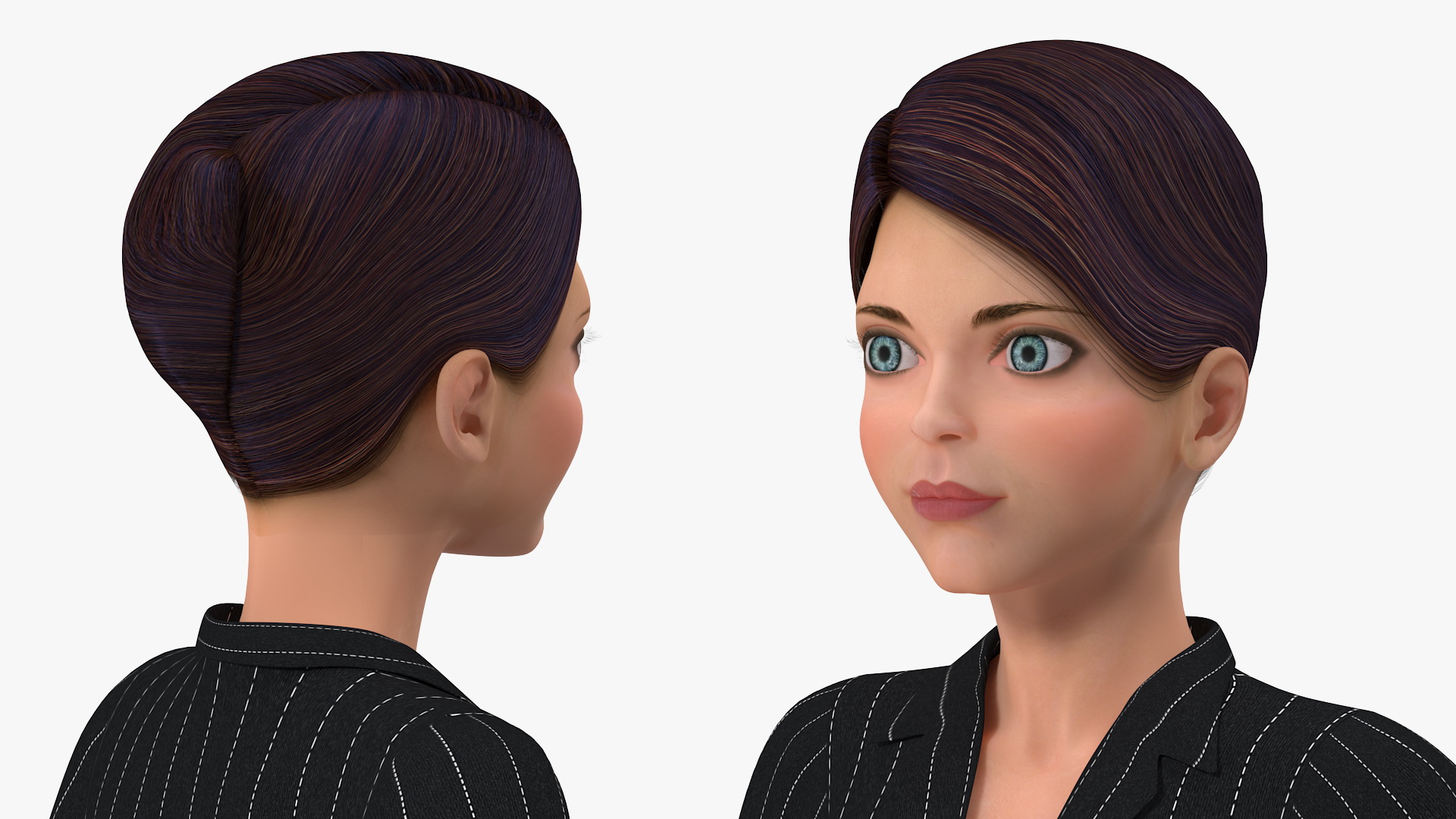 3D model Cartoon Young Girl Office Clothes T-Pose