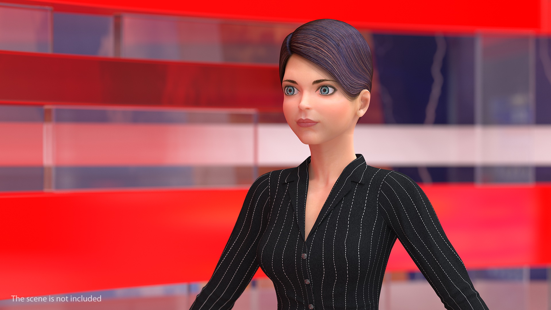 3D model Cartoon Young Girl Office Clothes T-Pose