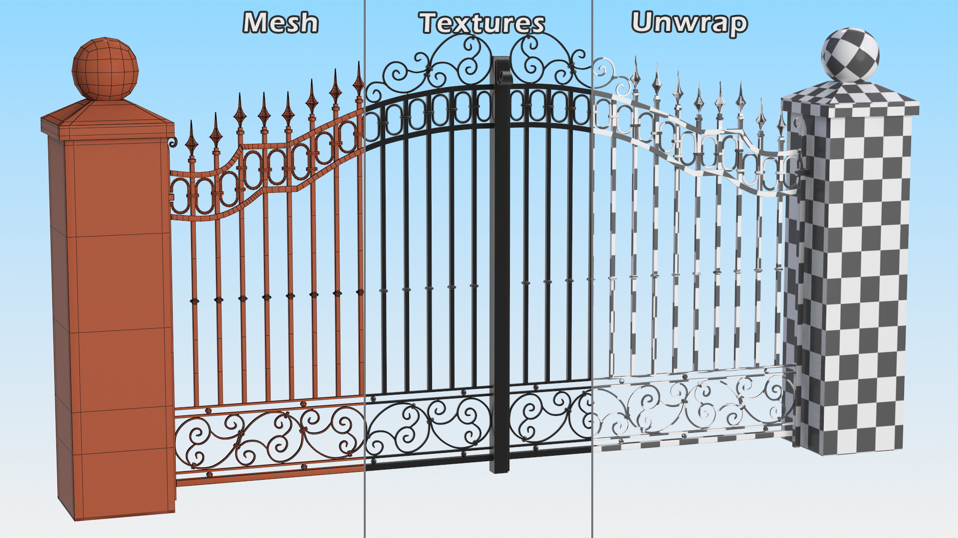 3D Ornate Iron Gate