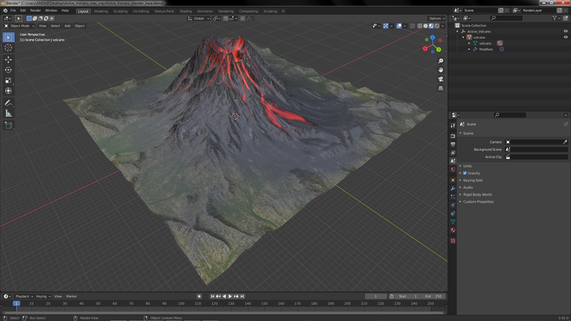 Active Volcano 3D model