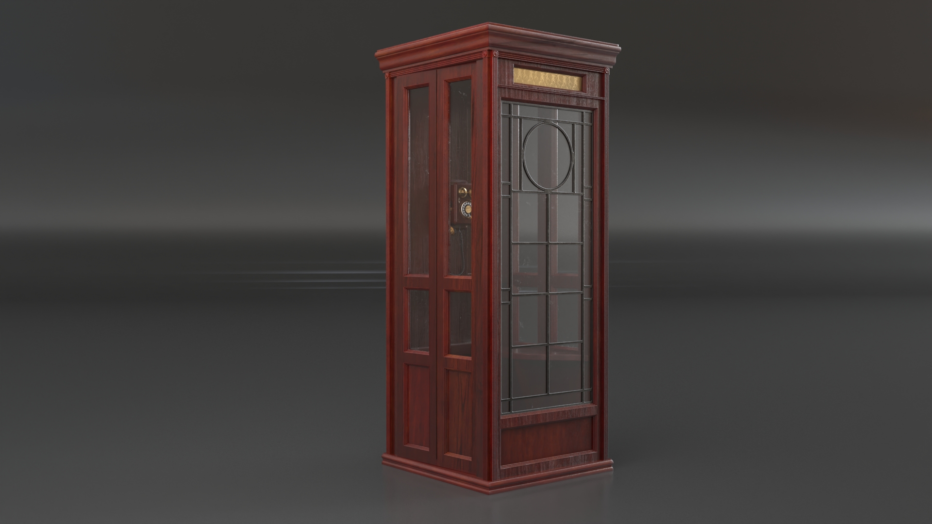 3D Wooden Phone Booth with Mounted Telephone