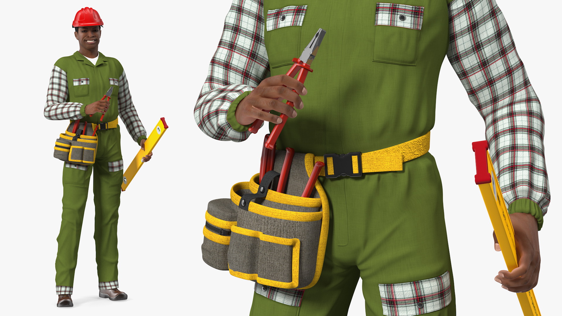 Light Skinned Black Builder 3D