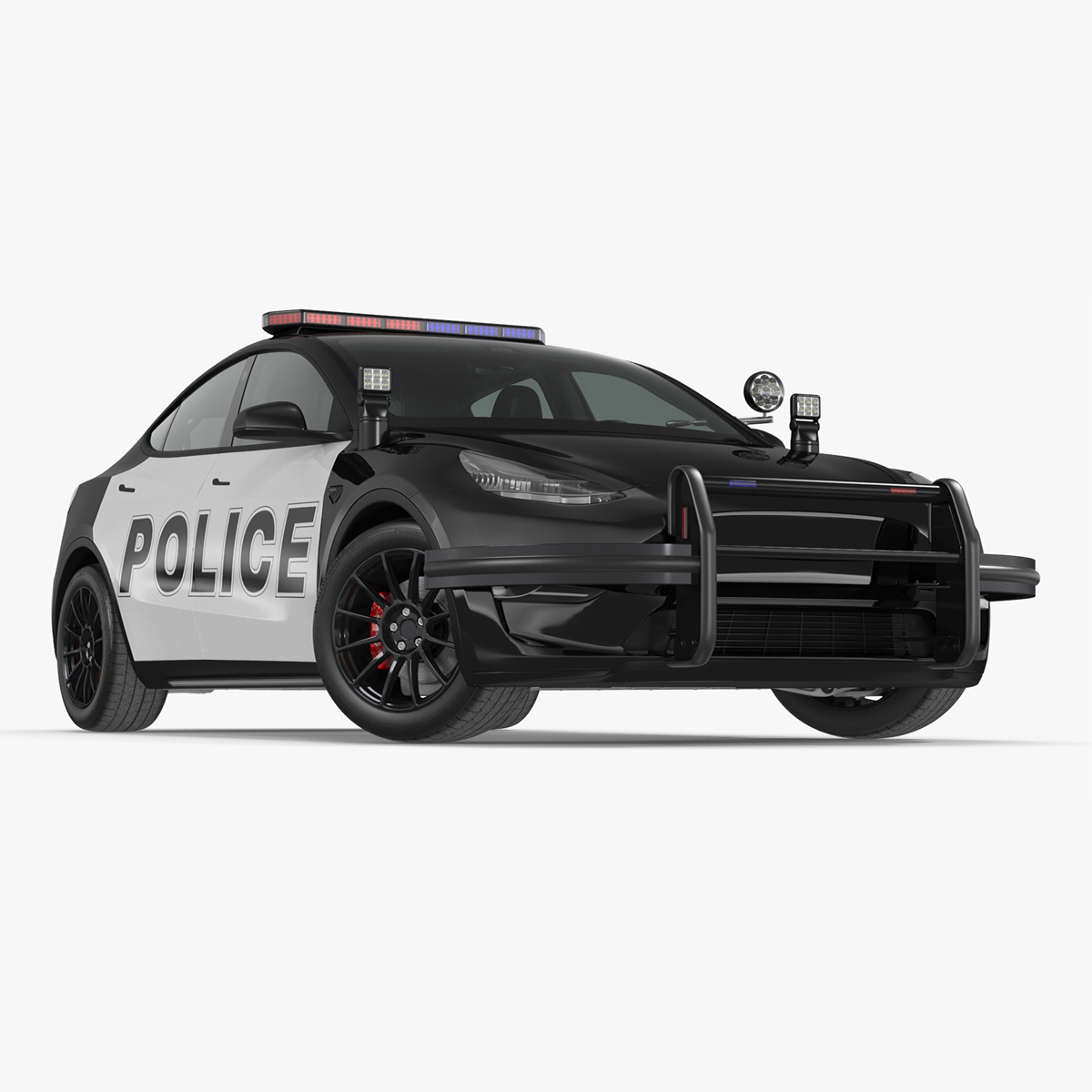 3D Police Tesla Model Y Rigged for Cinema 4D
