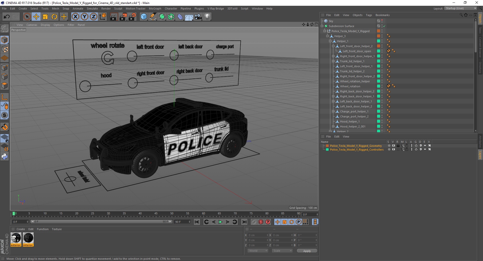3D Police Tesla Model Y Rigged for Cinema 4D