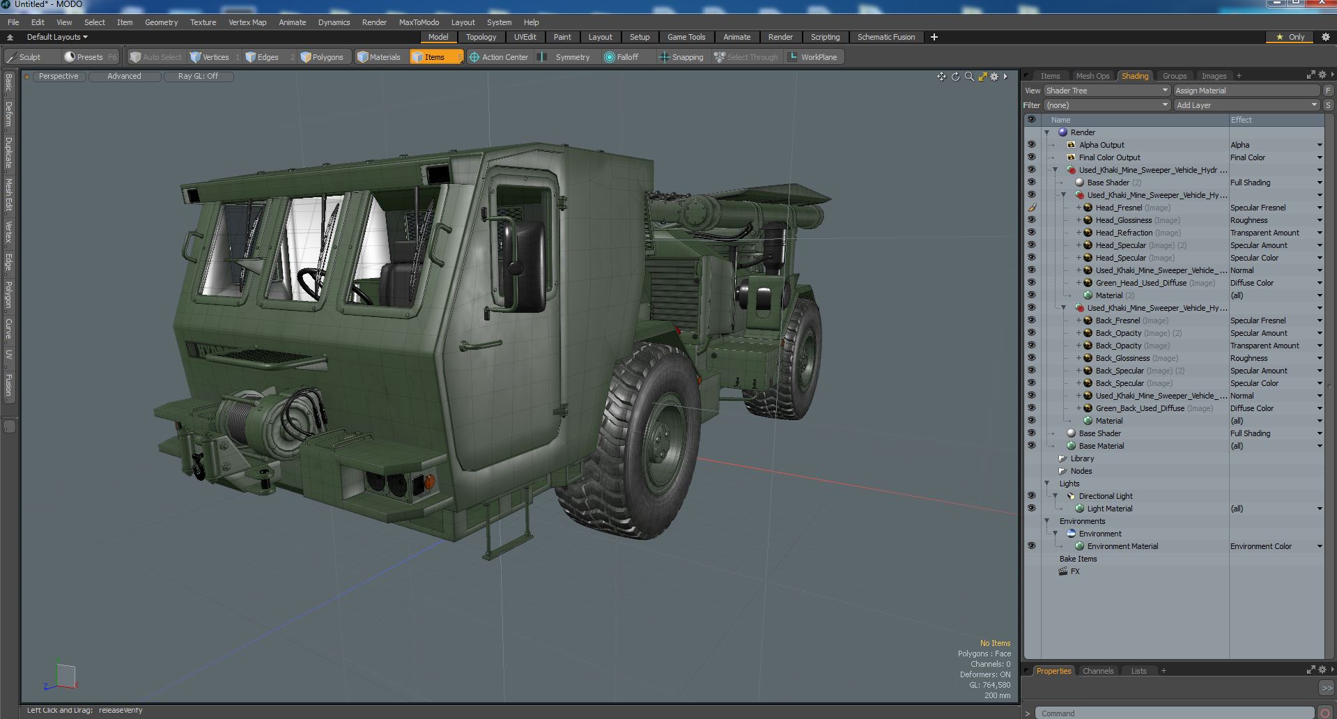 3D Used Khaki Mine Sweeper Vehicle Hydrema 910 model