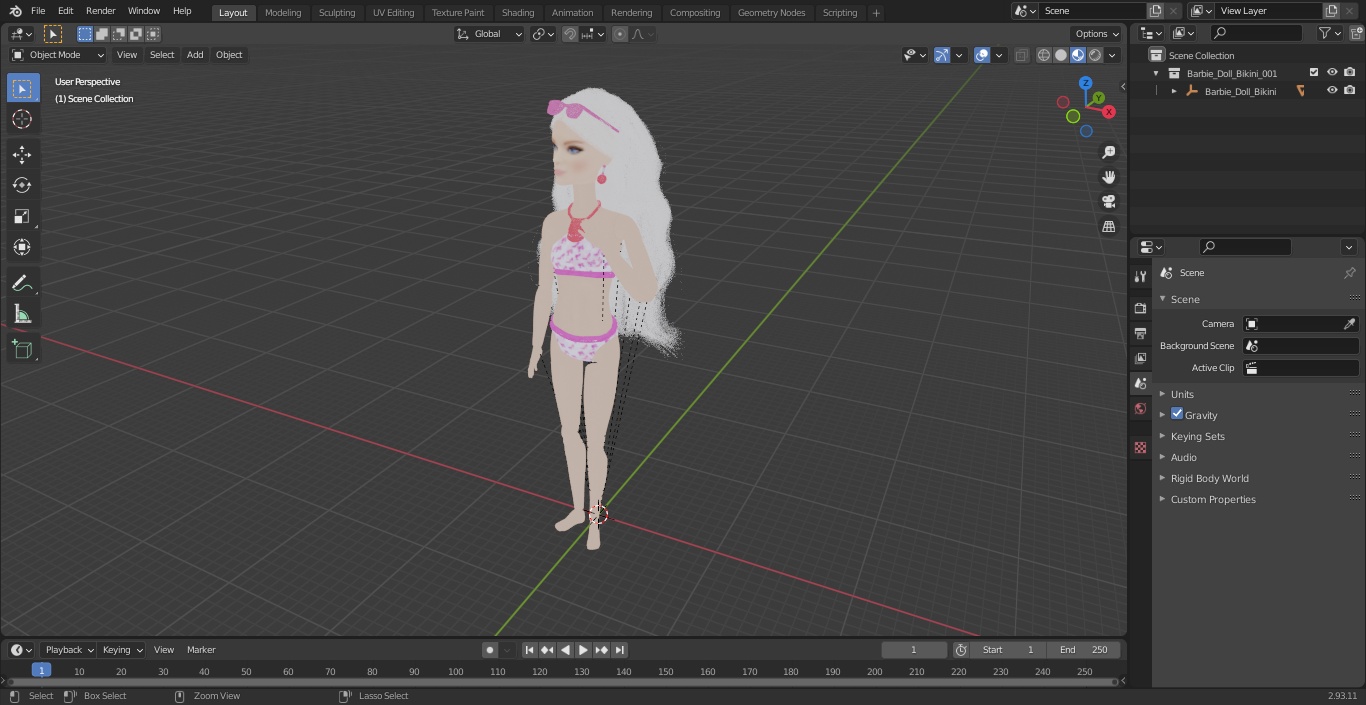 3D Barbie Doll Bikini model