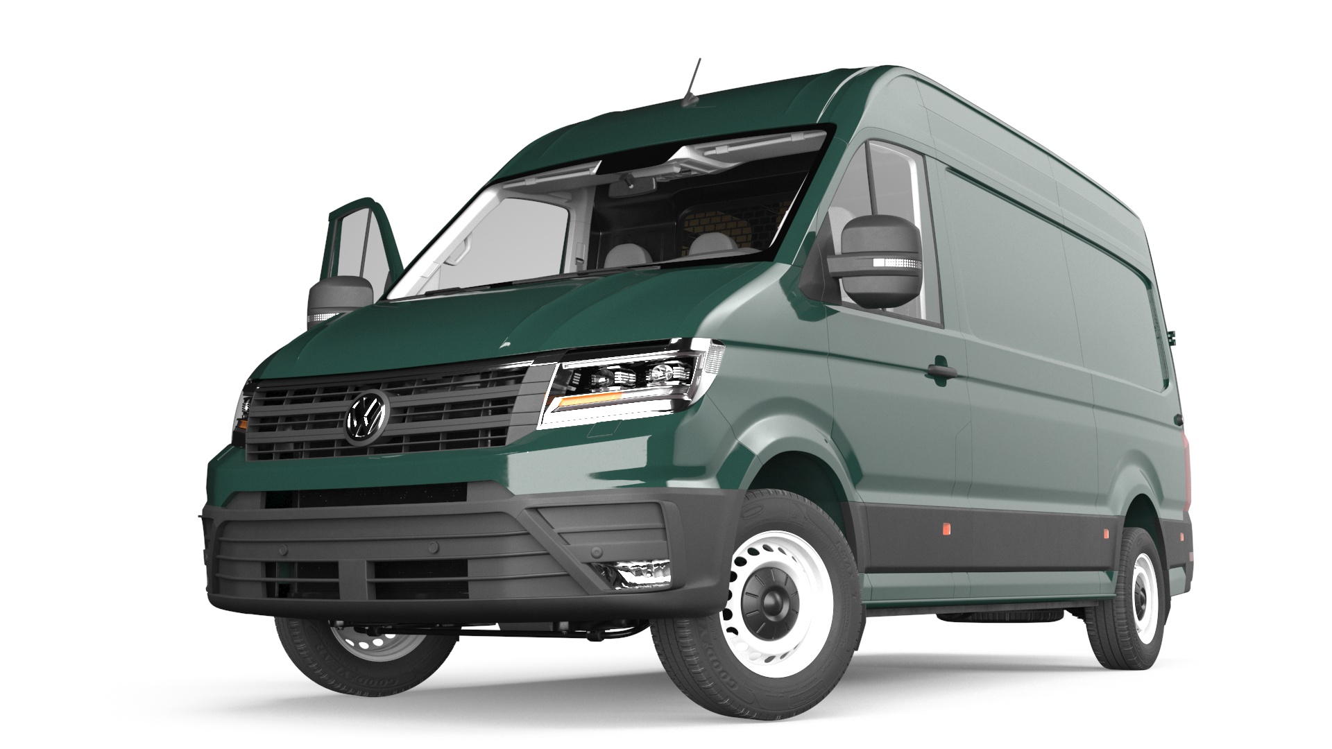 3D model Volkswagen Crafter Van 2024 Green Color Rigged for Maya