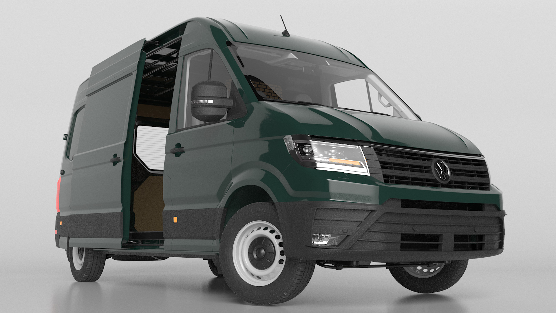 3D model Volkswagen Crafter Van 2024 Green Color Rigged for Maya