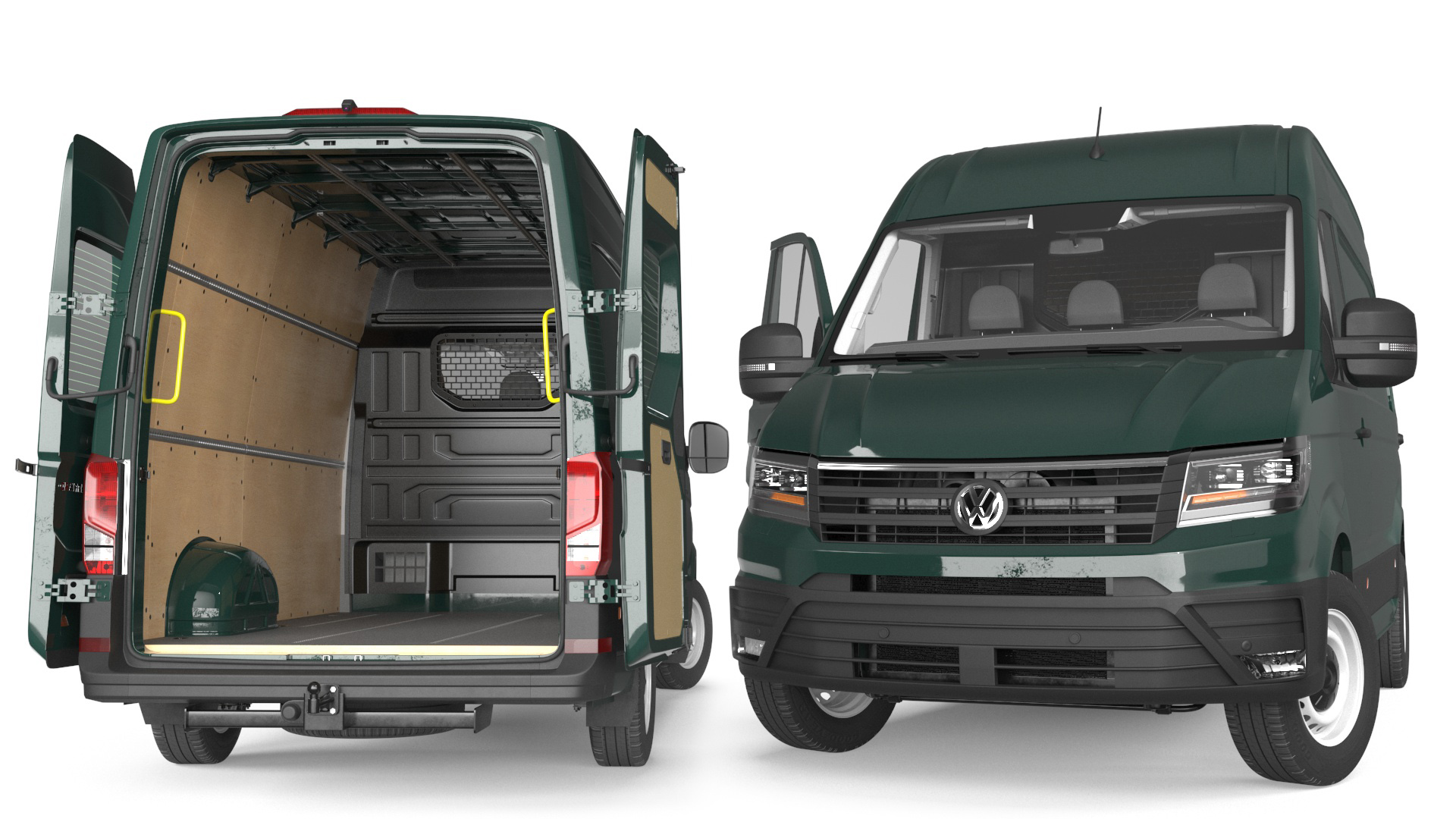 3D model Volkswagen Crafter Van 2024 Green Color Rigged for Maya