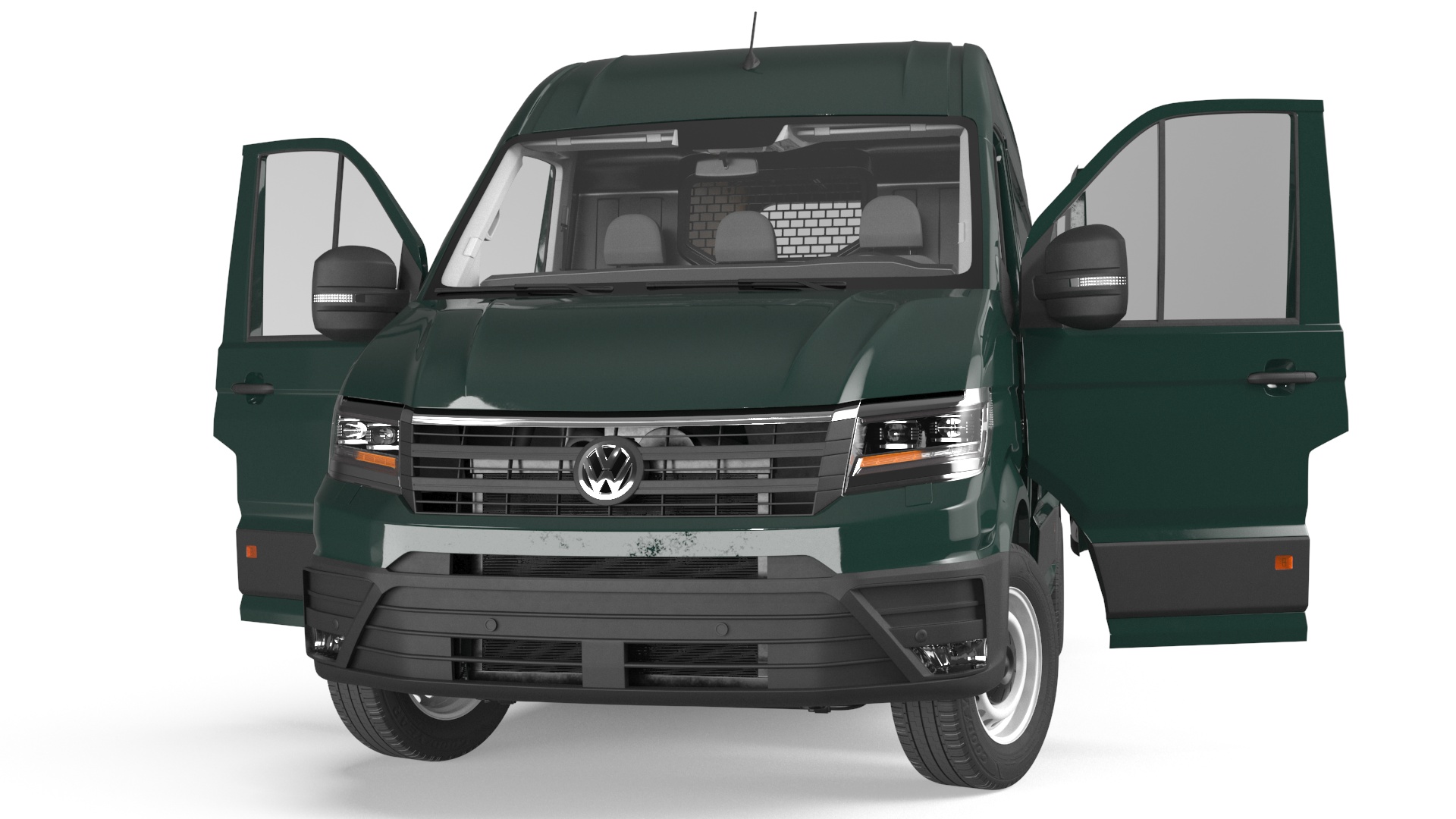 3D model Volkswagen Crafter Van 2024 Green Color Rigged for Maya