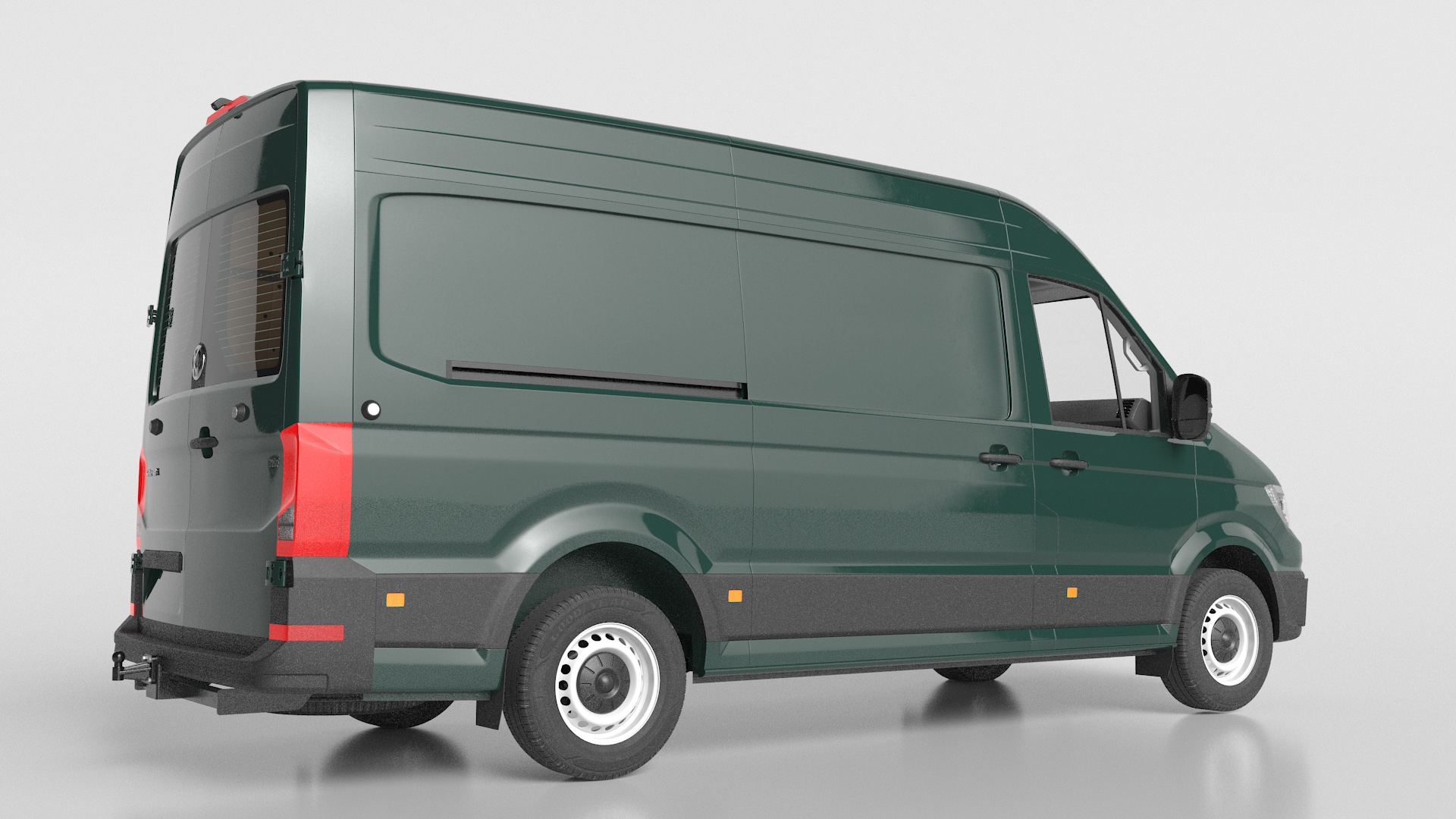 3D model Volkswagen Crafter Van 2024 Green Color Rigged for Maya