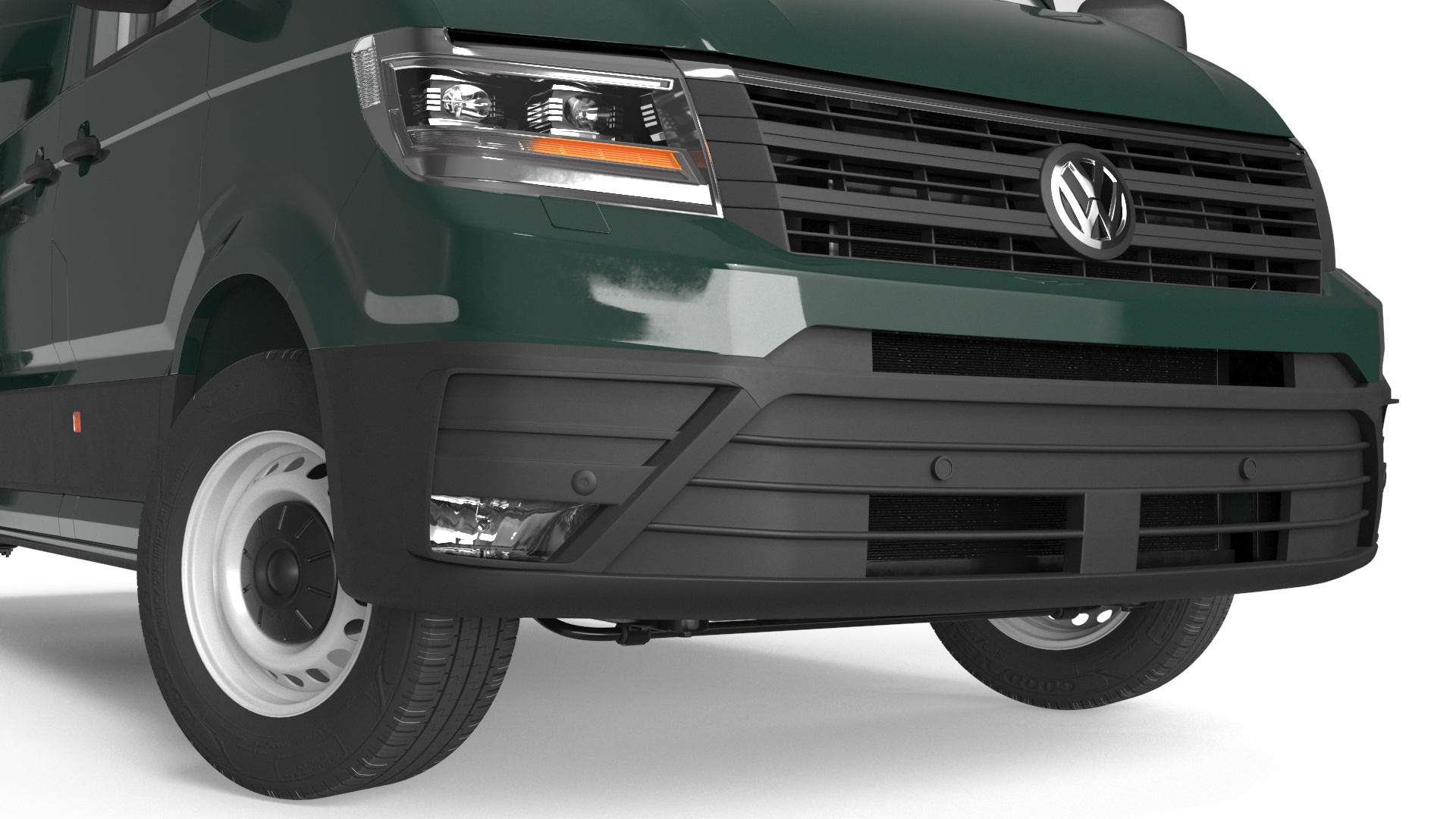 3D model Volkswagen Crafter Van 2024 Green Color Rigged for Maya