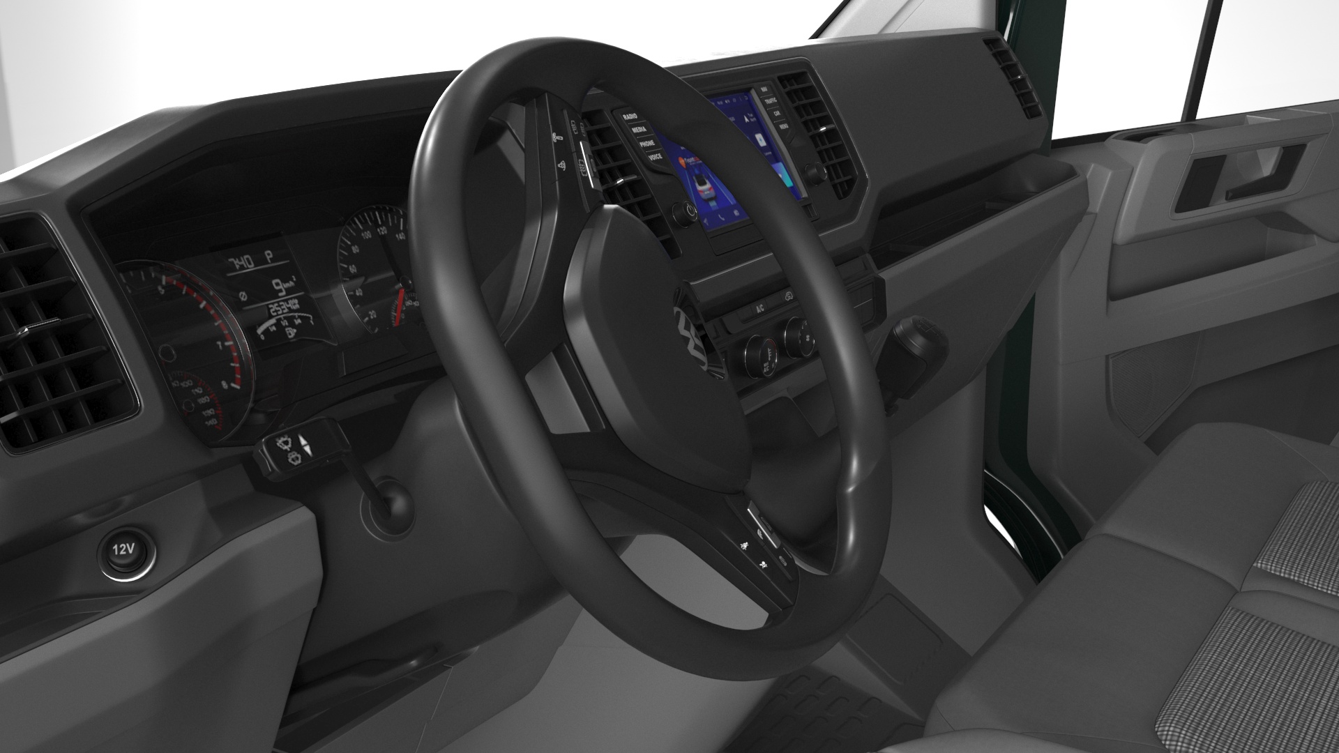 3D model Volkswagen Crafter Van 2024 Green Color Rigged for Maya