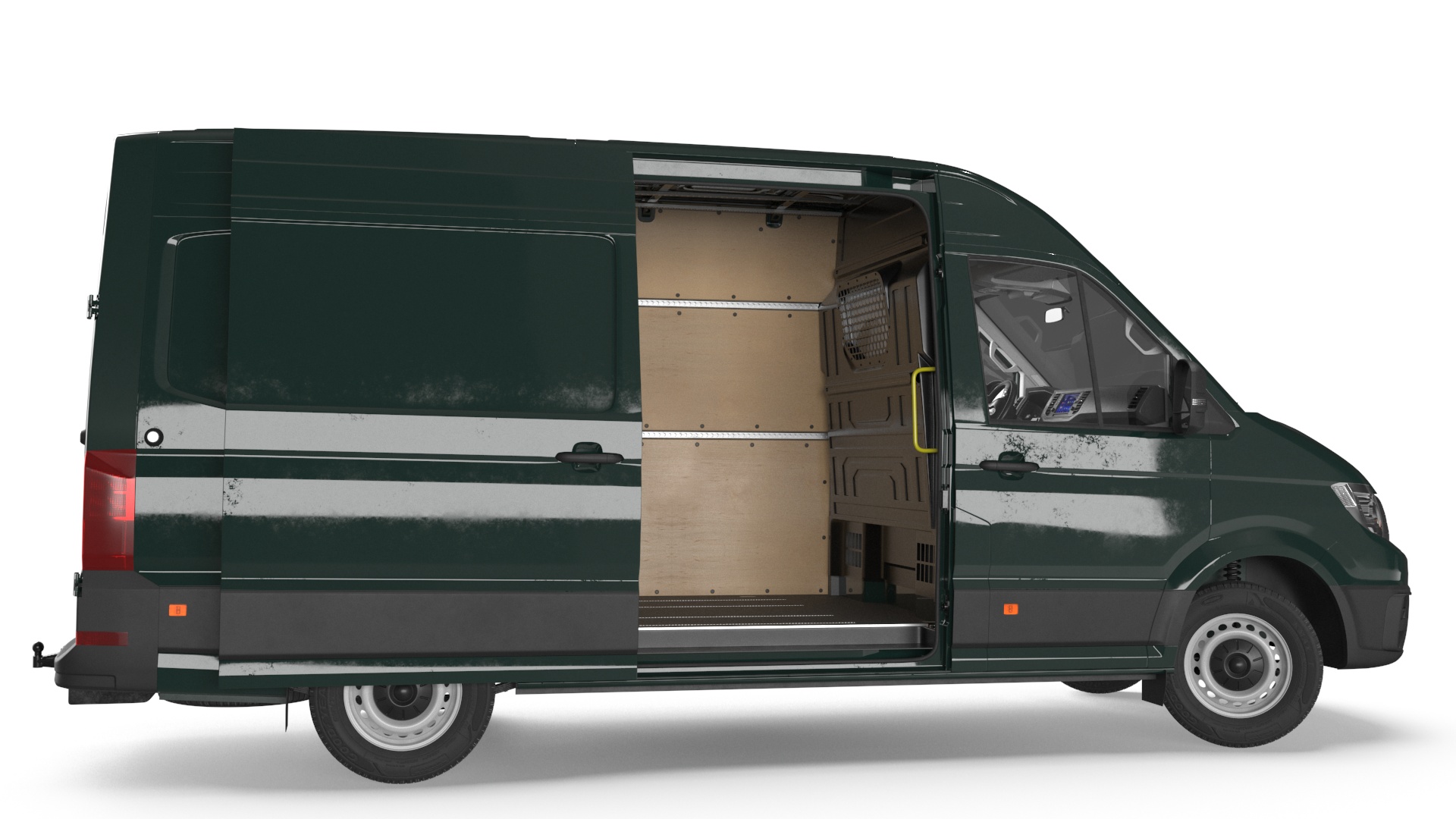 3D model Volkswagen Crafter Van 2024 Green Color Rigged for Maya